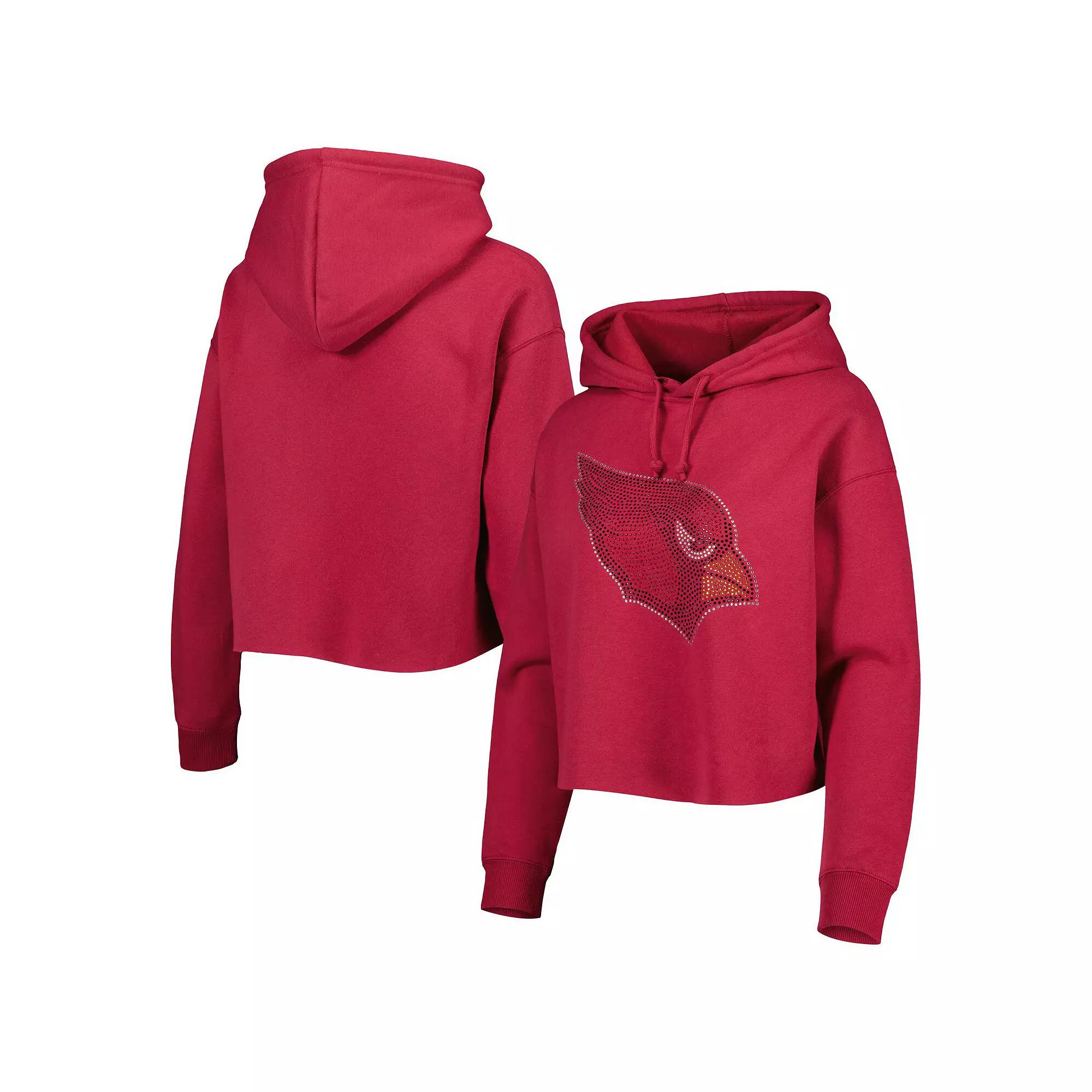 Women's Cuce Cardinal Arizona Cardinals Crystal Logo Cropped Pullover Hoodie, Size: Small, Red Product Image