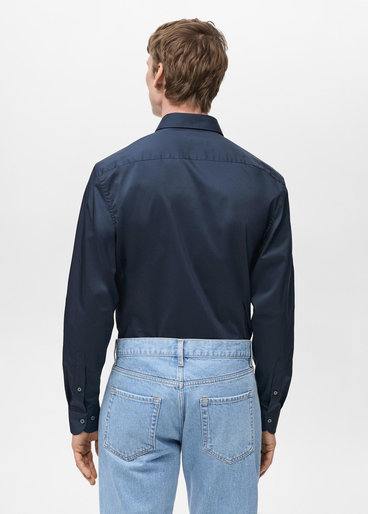 Regular-fit stretch cotton shirt - Men | MANGO USA Product Image