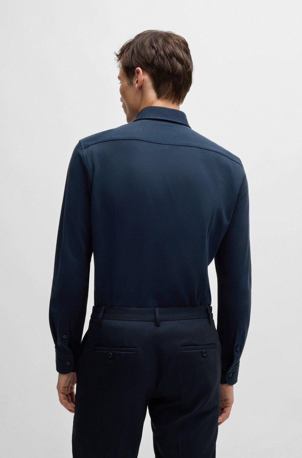 Slim-fit shirt in cotton-piqué jersey Product Image