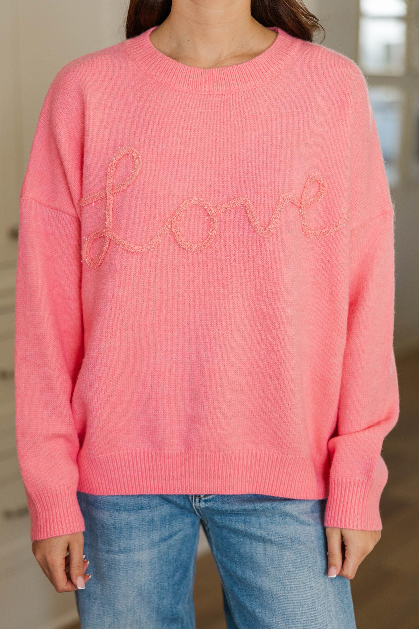 With Love Pink Script Sweater Female Product Image