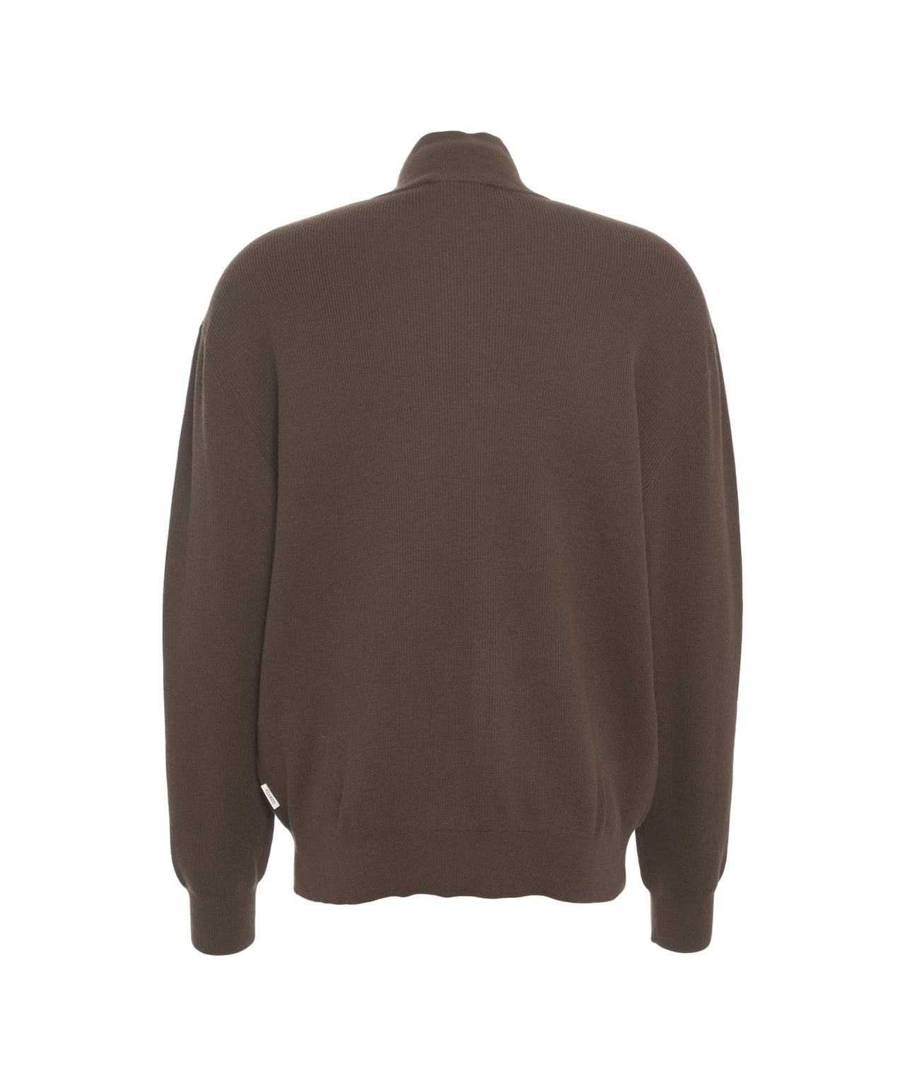 Ribbed knit pullover with half zip Product Image