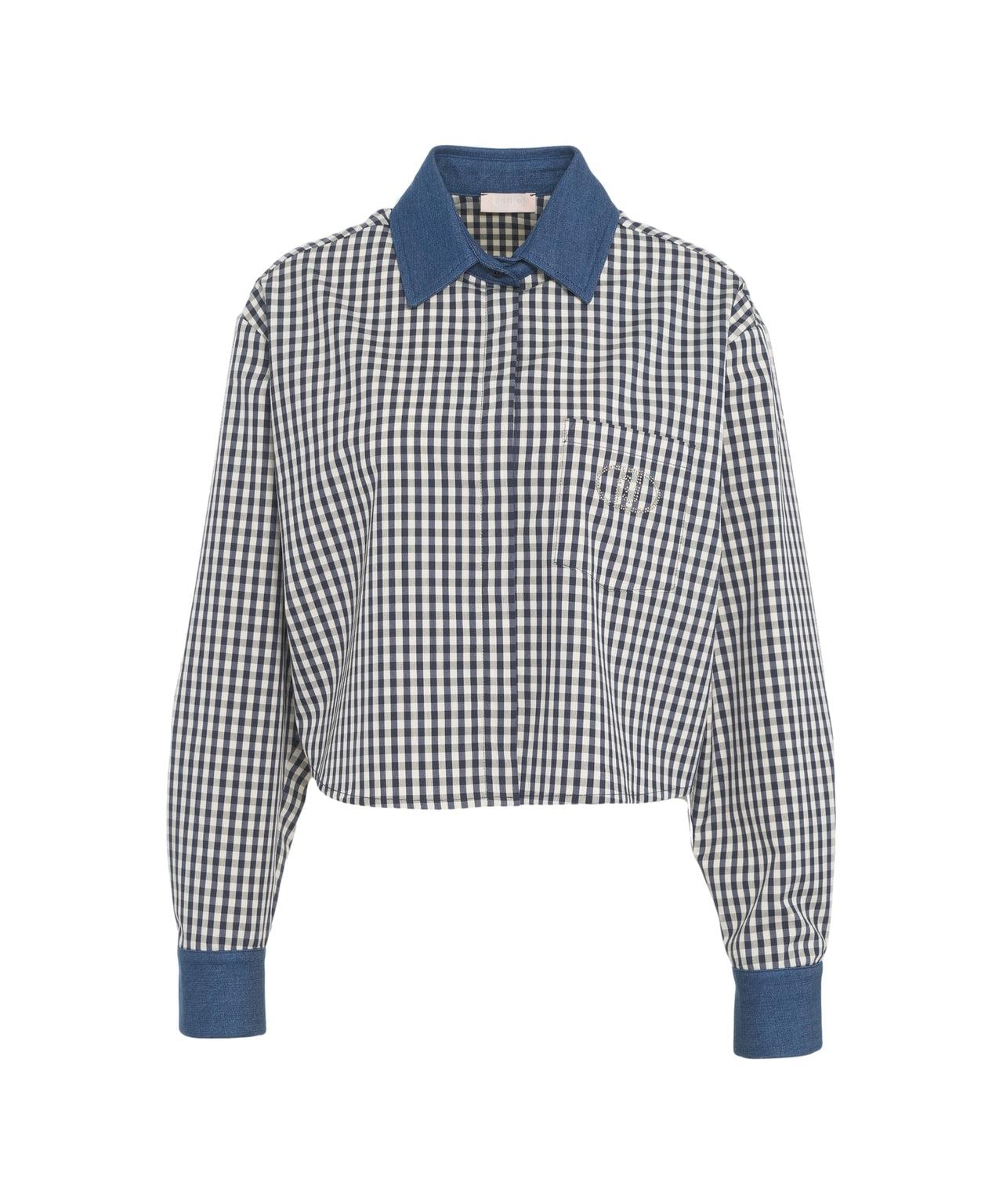 Cropped check blouse Product Image