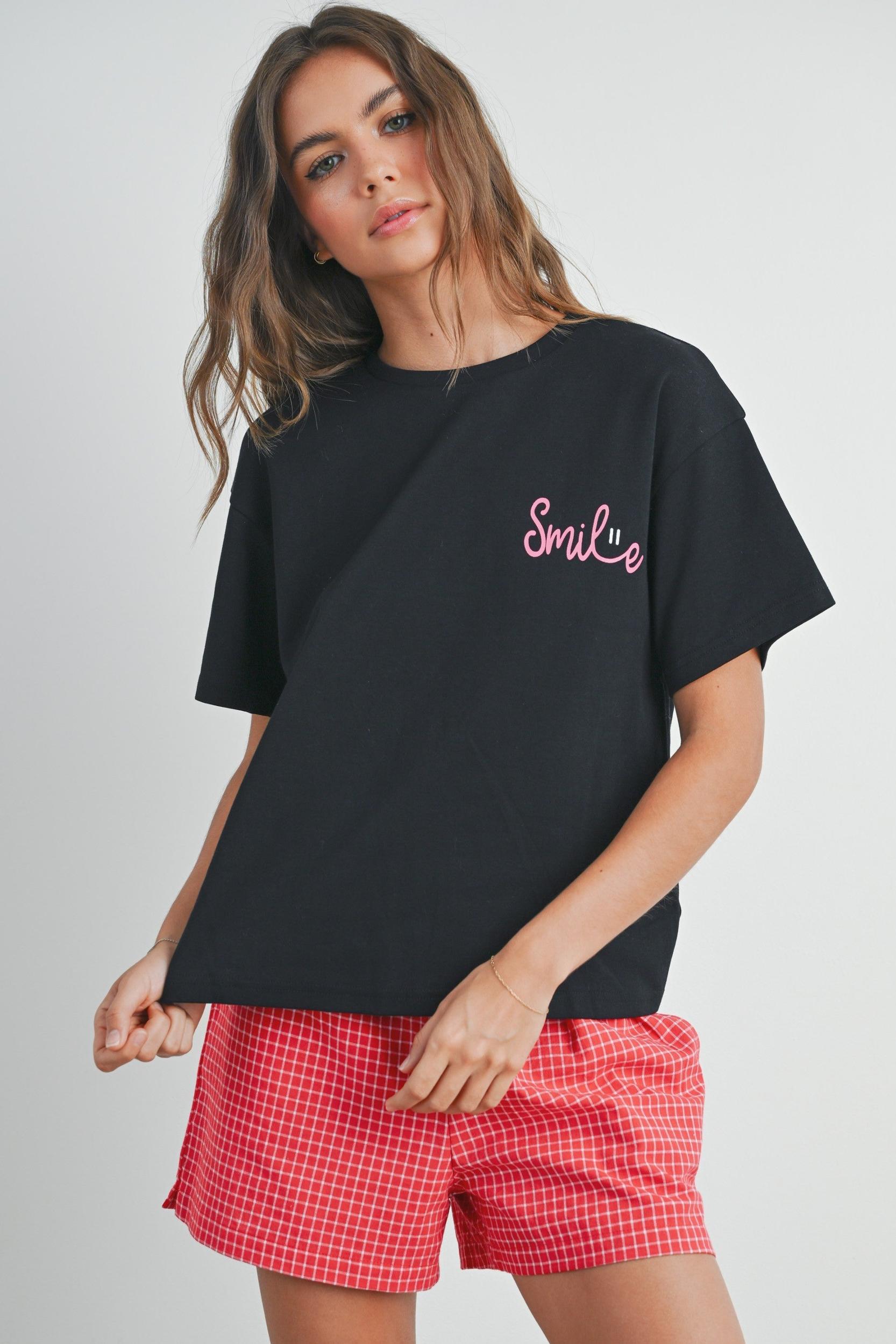 Smile Print T-shirt Product Image