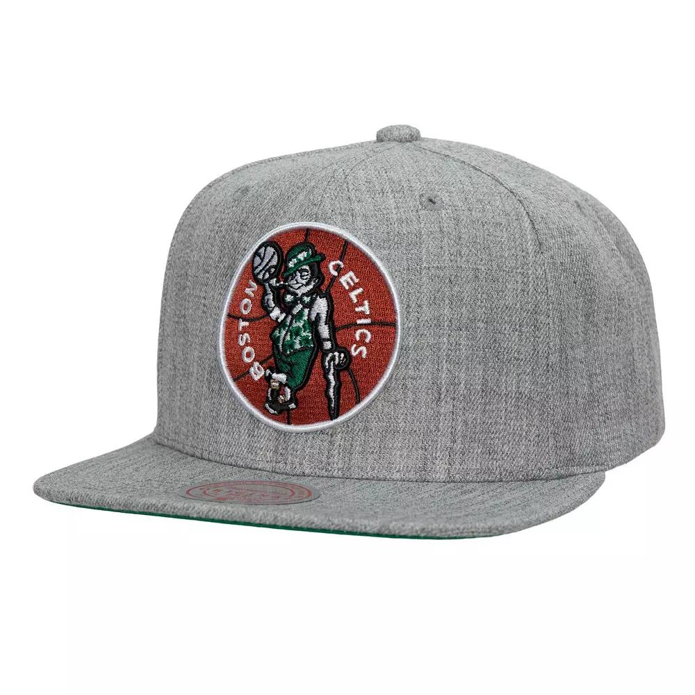 Men's Mitchell & Ness Heather Gray Boston Celtics Hardwood Classics 2.0 Snapback Hat, Grey Product Image