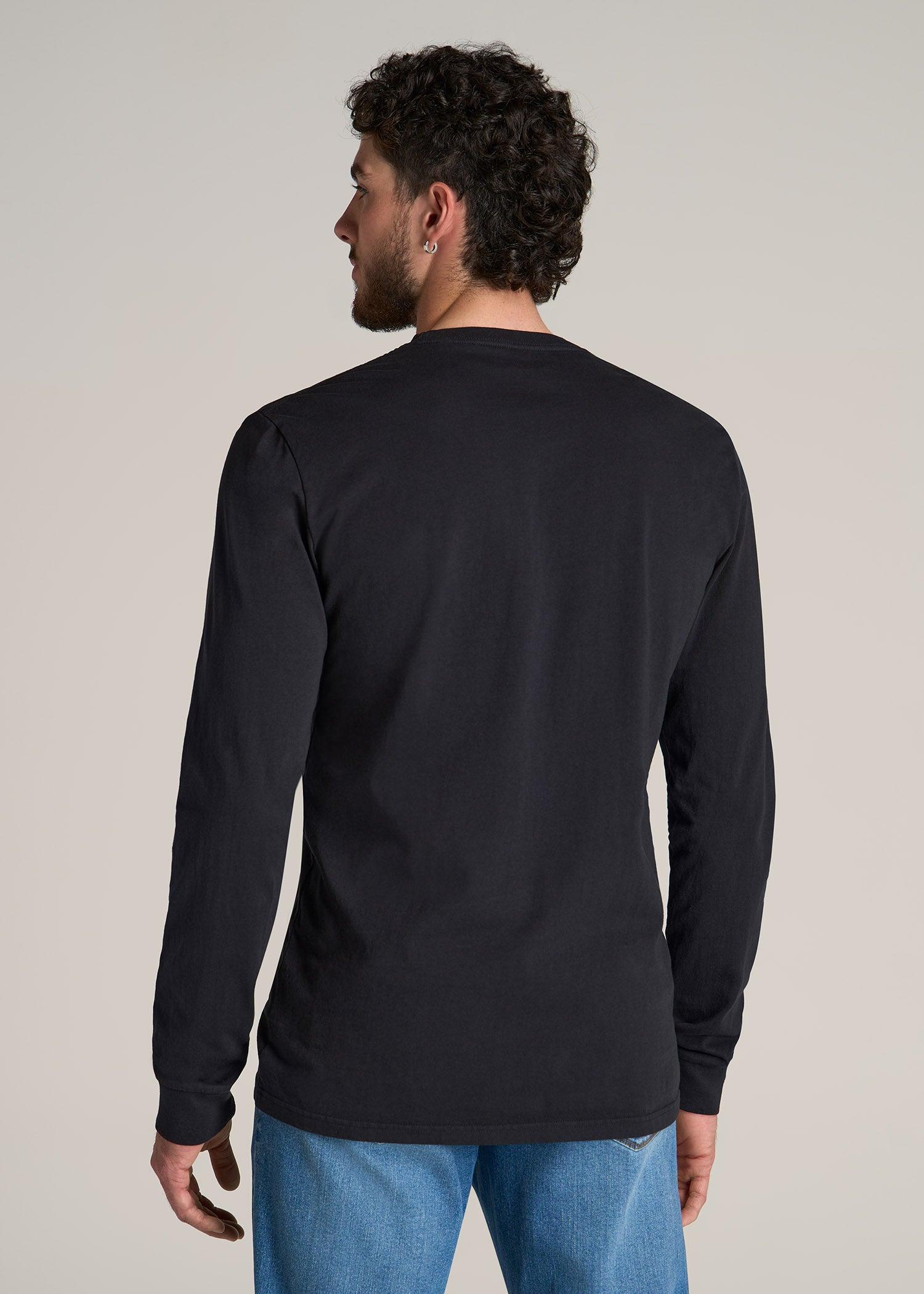 Garment Dyed Long Sleeve Pocket Tee for Tall Men in Black Male Product Image