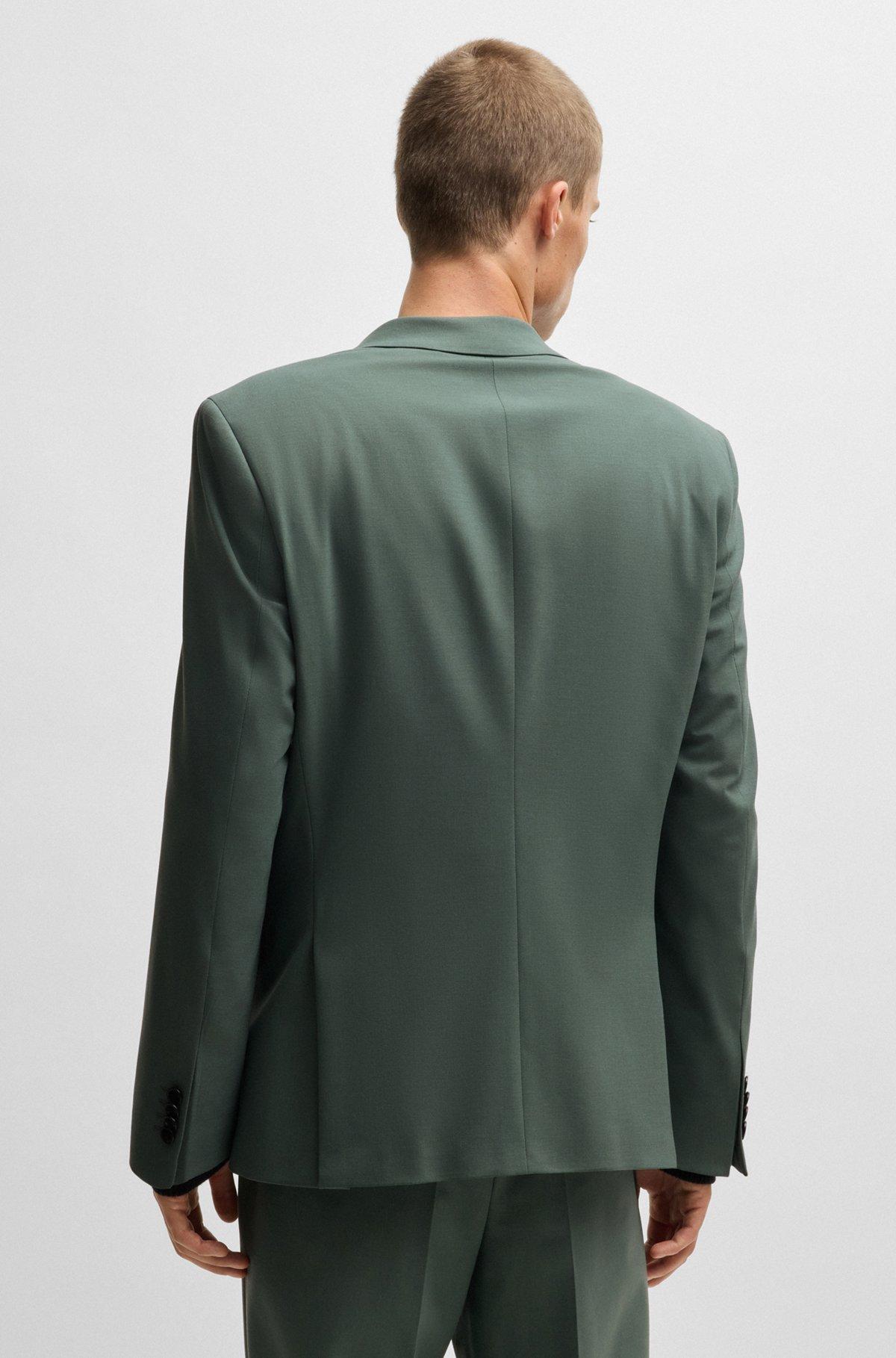HUGO - Slim-fit jacket in wool stretch poplin - Light Green Product Image