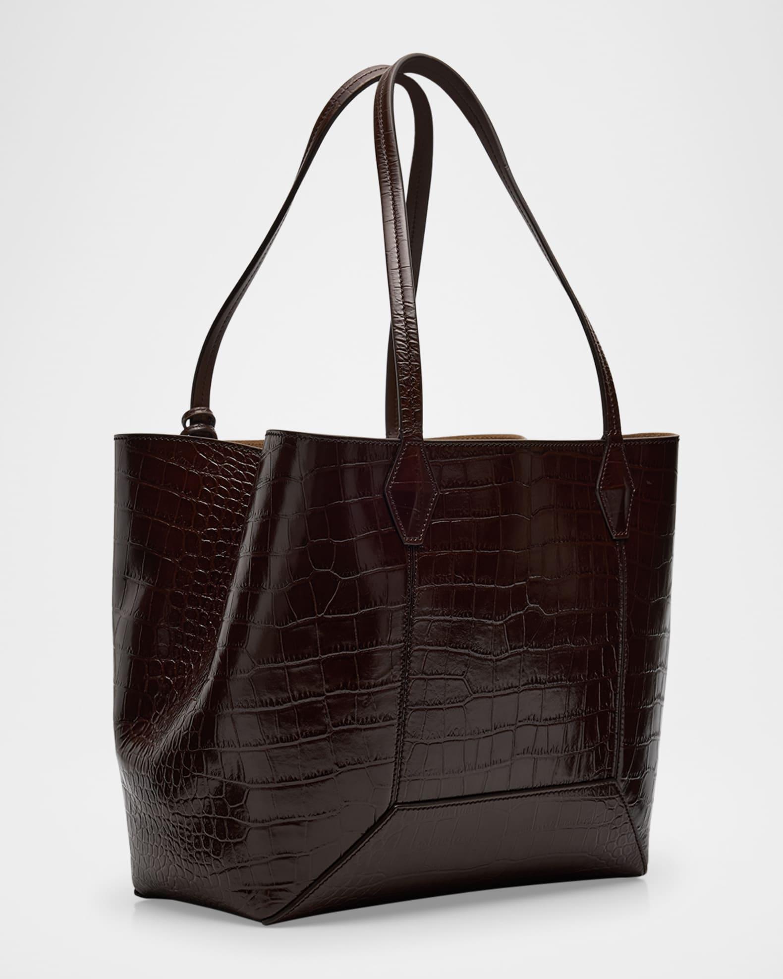 Diamond Medium Croc-Embossed Leather Hobo Bag Product Image