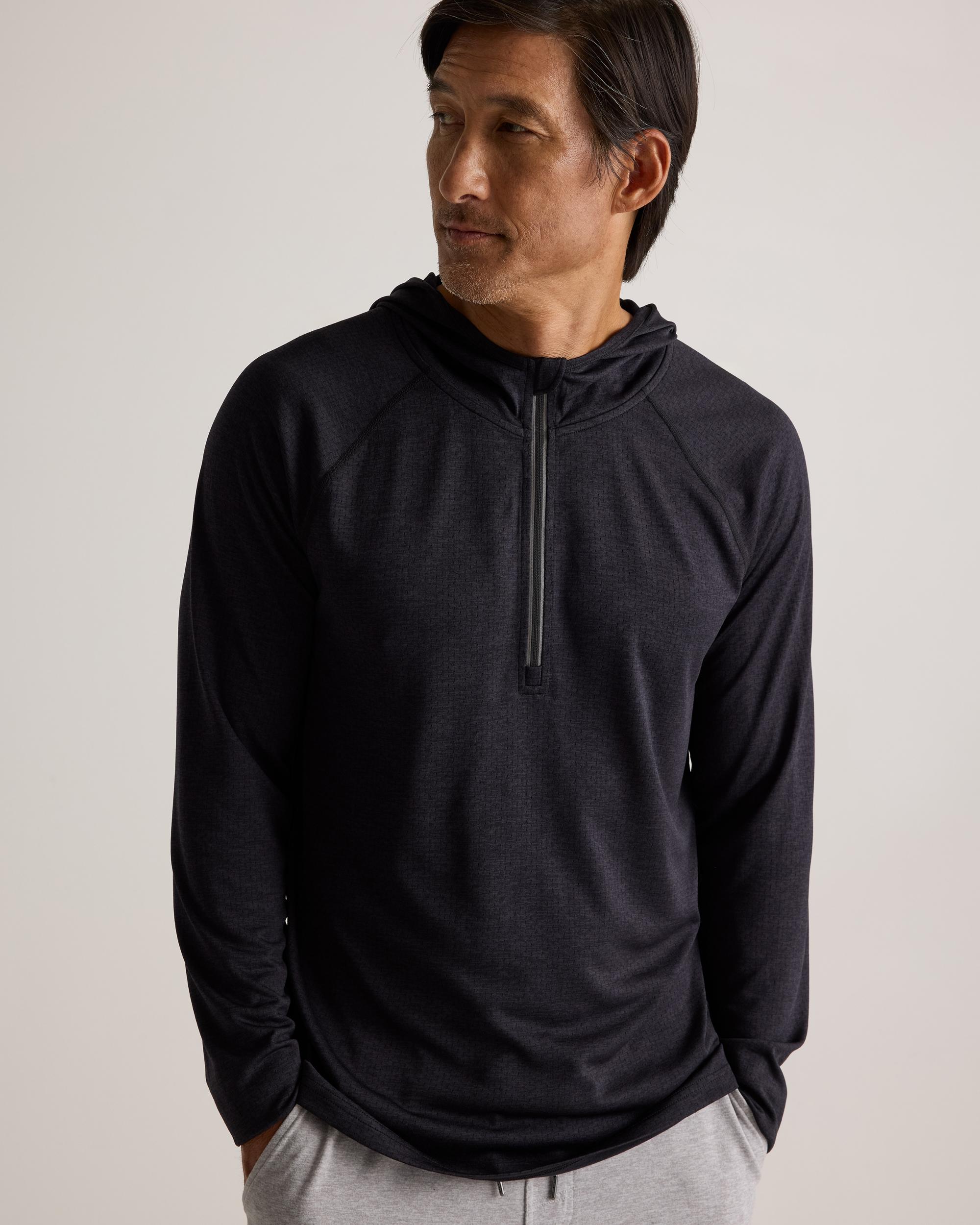 Quince | Men's Mesh Performance Training Quarter Zip Hoodie Recycled Polyester Product Image