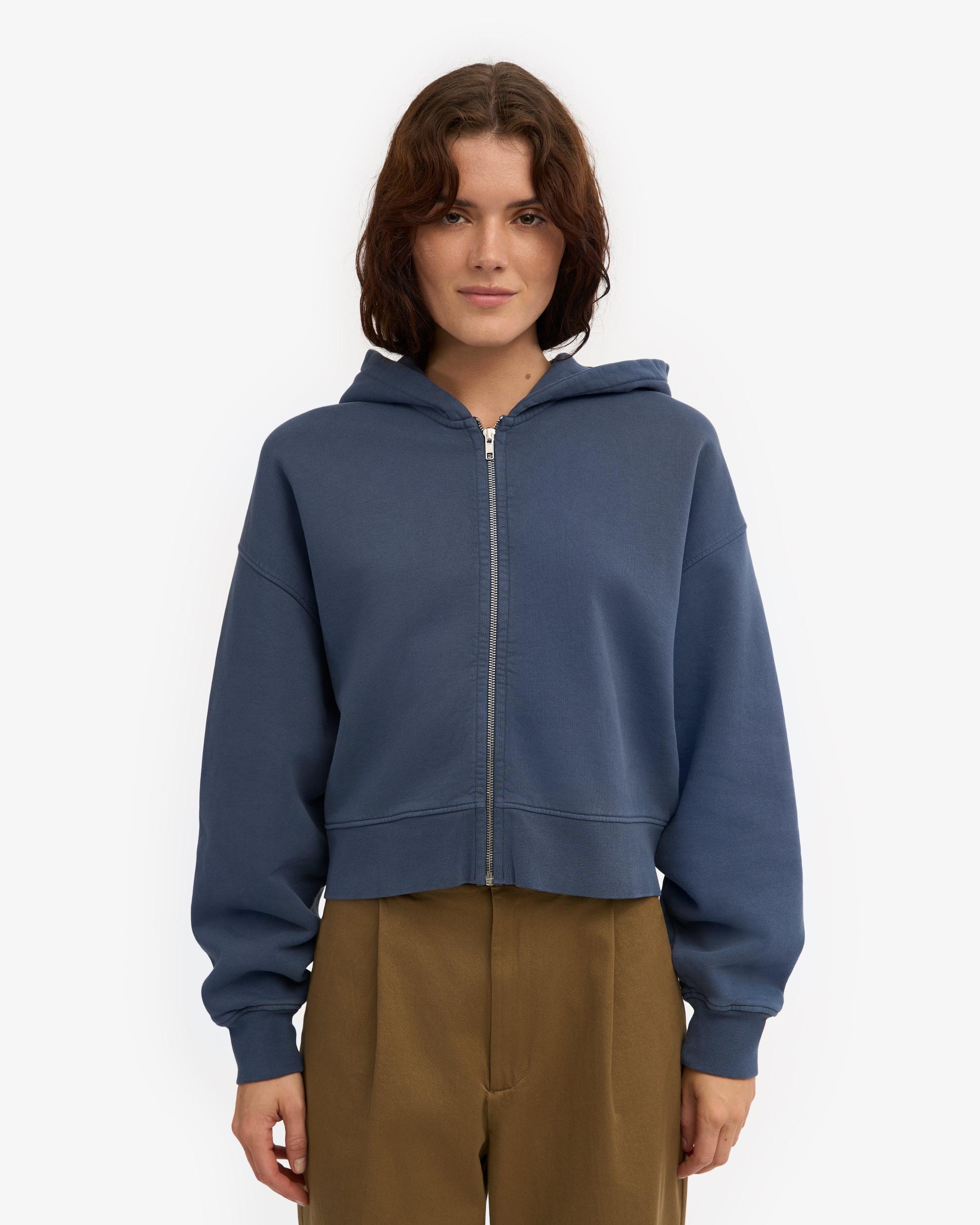 Organic Crop Zip Hood - Petrol Blue Product Image