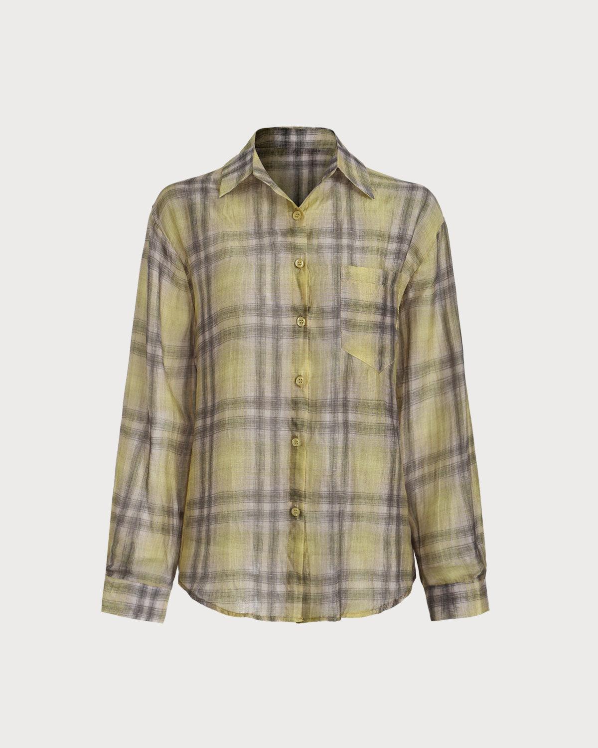 Yellow Plaid Lyocell Shirt Product Image