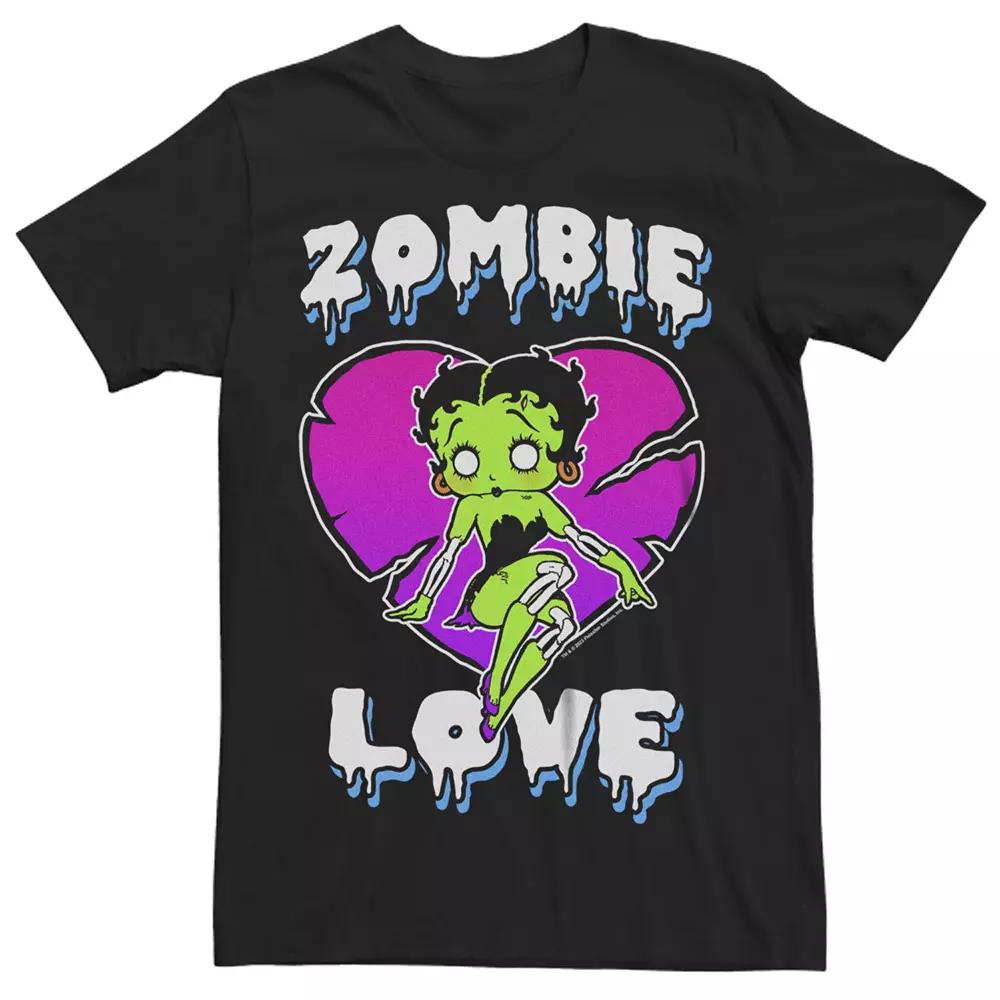 Men's Betty Boop Halloween Zombie Love Heart Neon Graphic Tee,  Product Image
