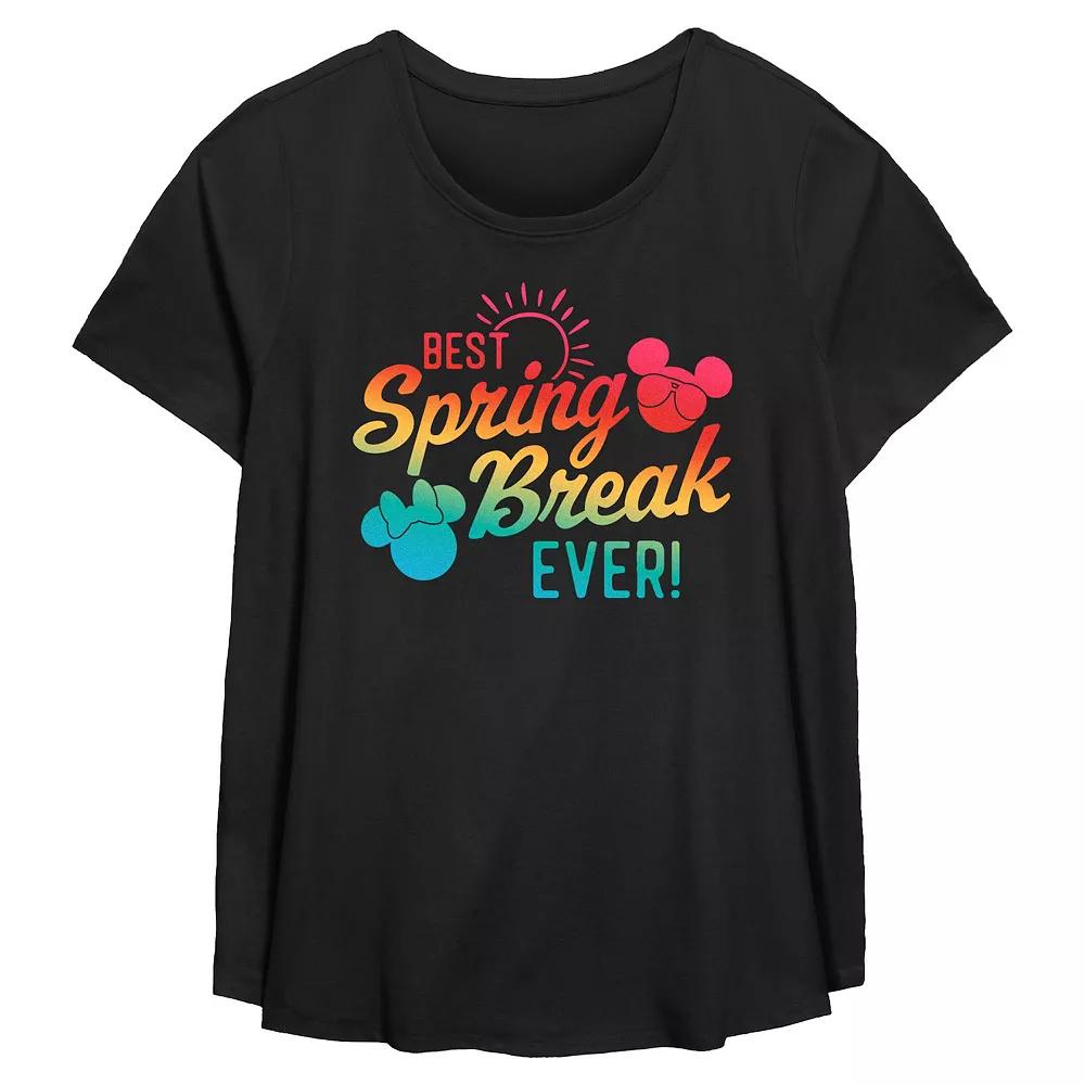 Disney's Mickey Mouse Best Spring Break Ever Plus Size Flowy Graphic Tee, Women's, Size: 4XL, Black Product Image