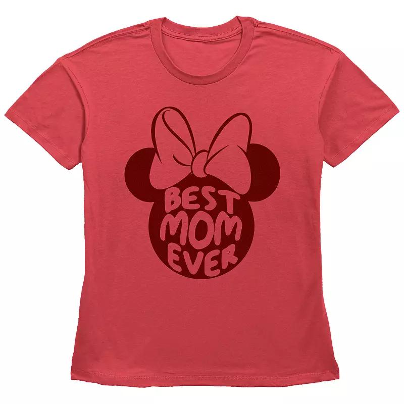 Disney's Minnie Mouse Juniors' Best Mom Ever Bow Silhouette Graphic Tee, Women's,  Product Image