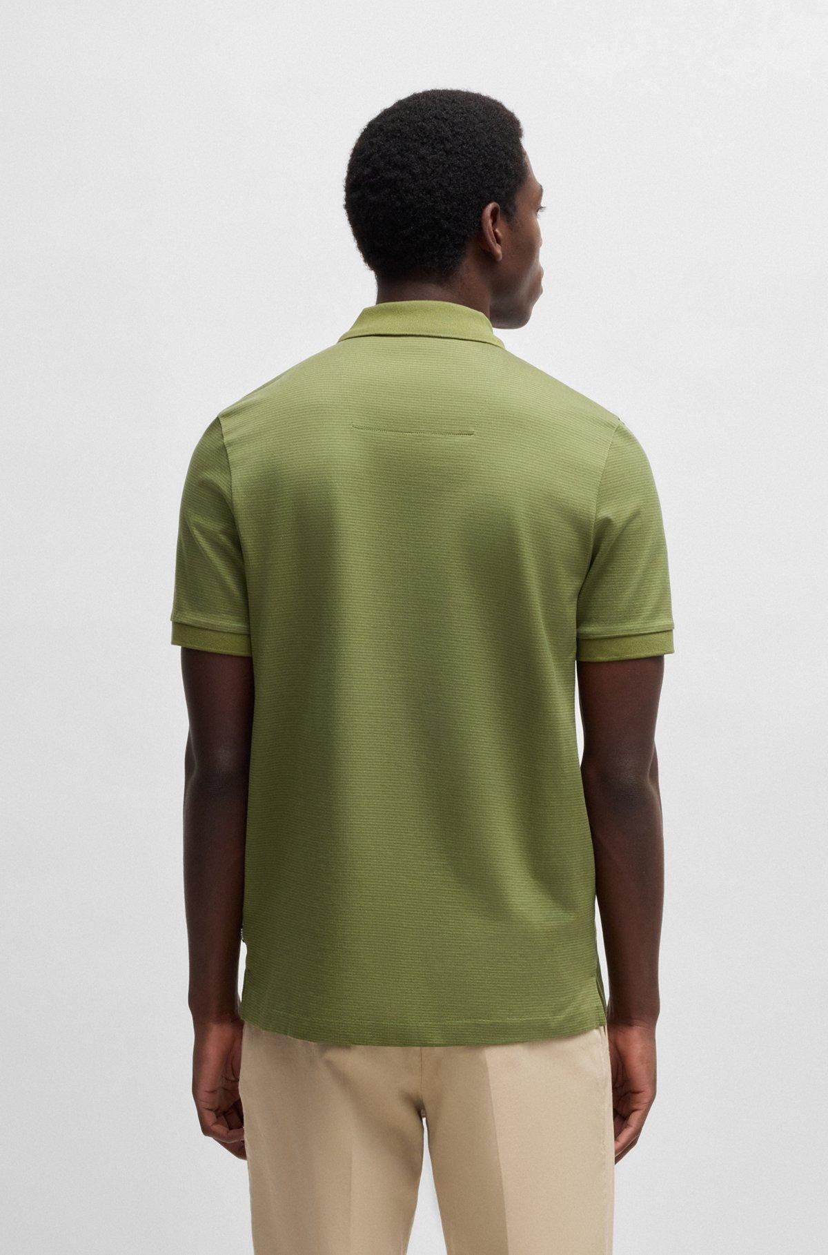 Micro-pattern polo shirt in mercerised cotton Product Image