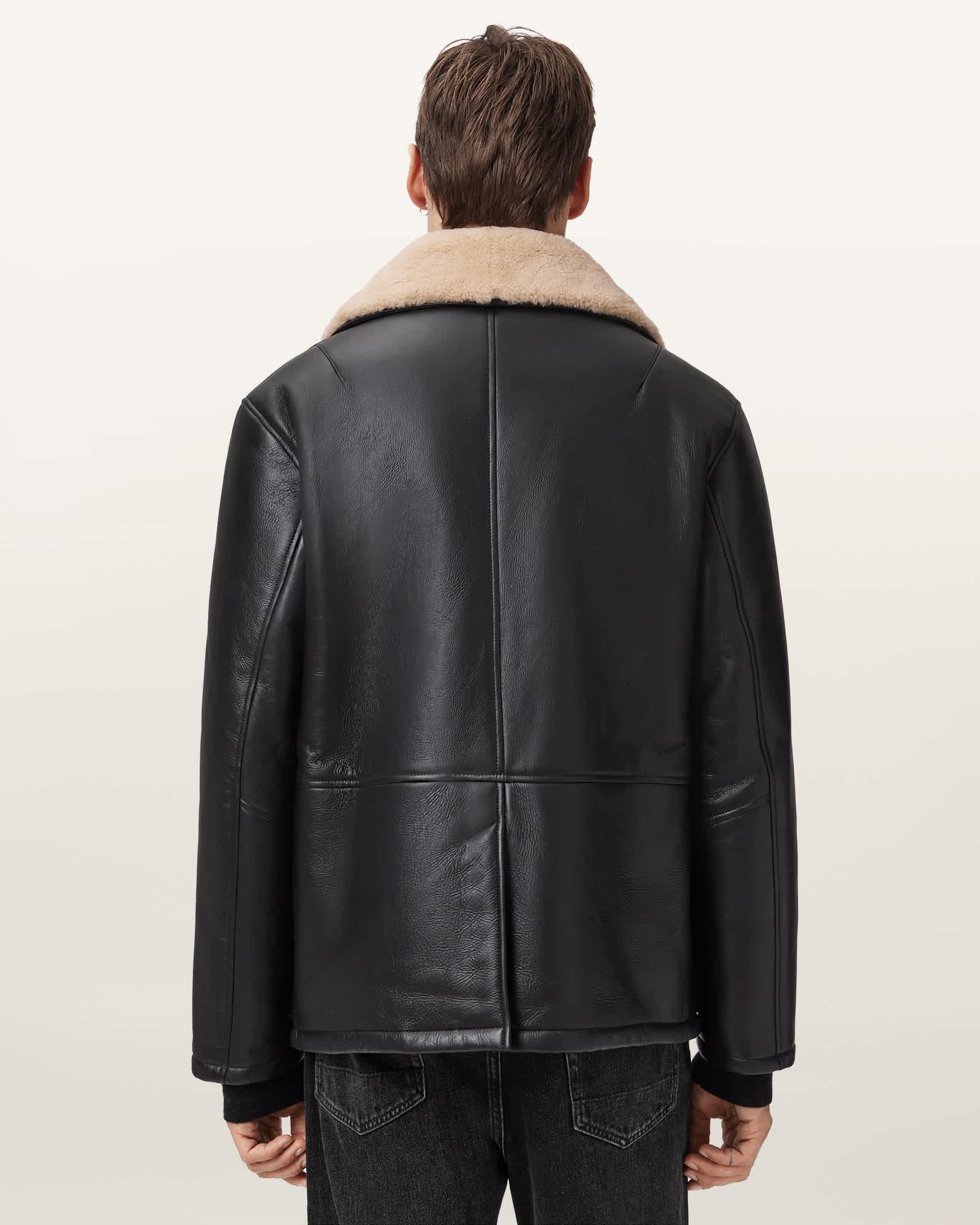Deunia Shearling Coat BLACK/SAND | ALLSAINTS US Product Image
