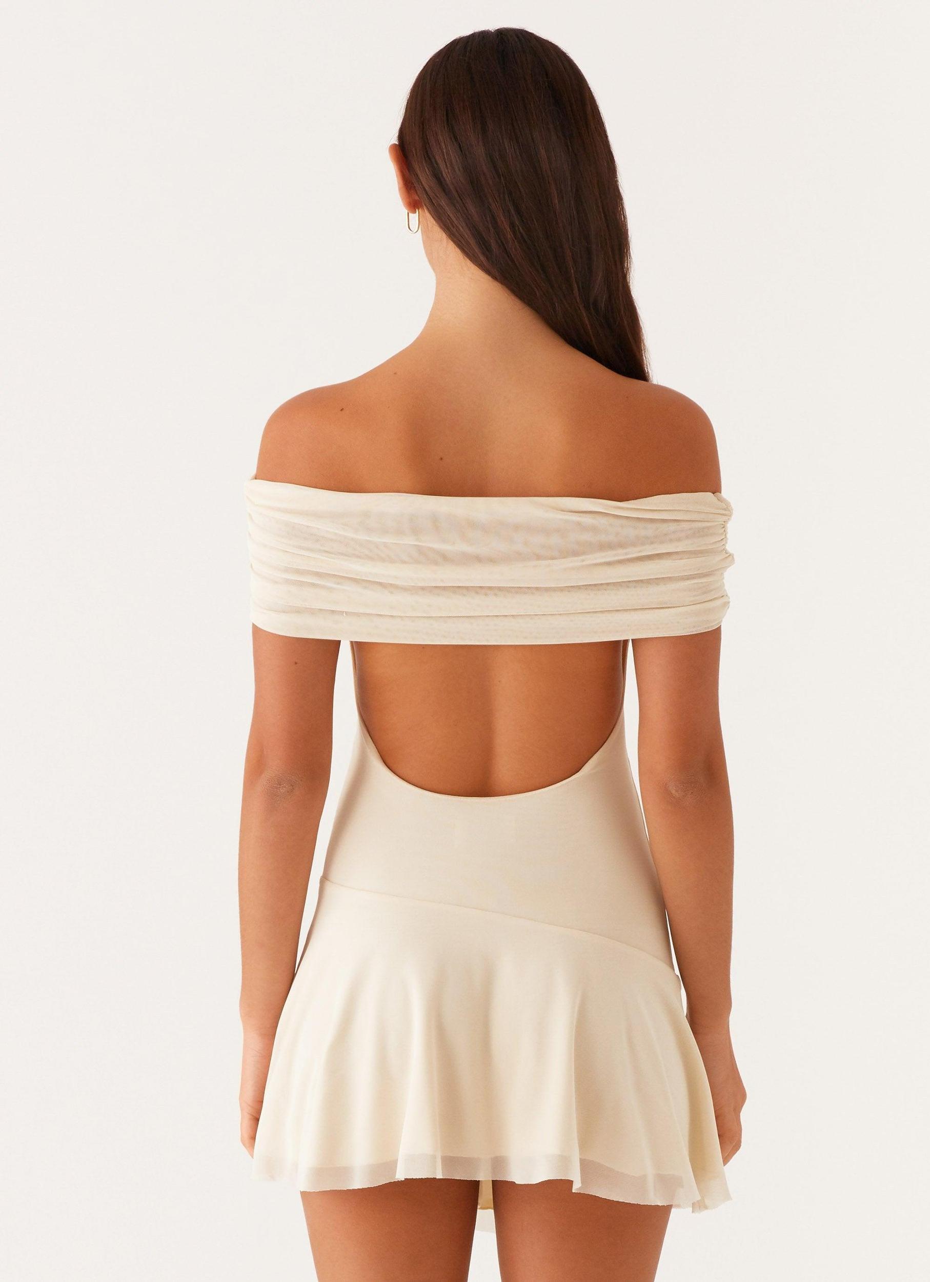 Finola Off Shoulder Mini Dress - Pastel Yellow Product Image