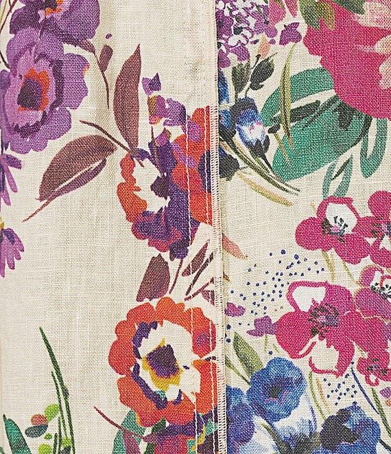 JOHNNY WAS Mixed Floral Printed Linen Seamed A-Line Pull-On Coordinaitng Midi Skirt Product Image