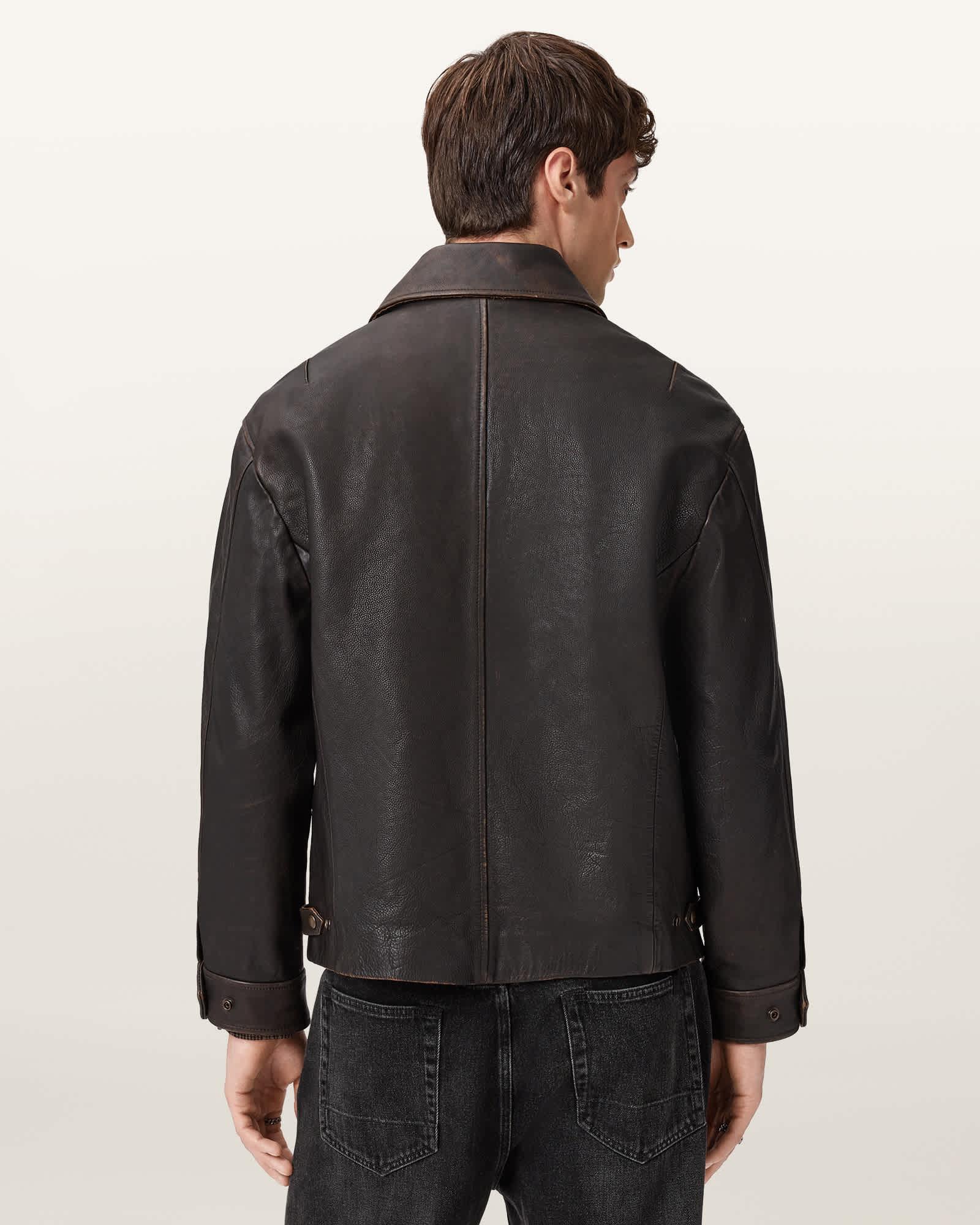 Garrison Leather Jacket COGNAC BROWN | ALLSAINTS US Product Image