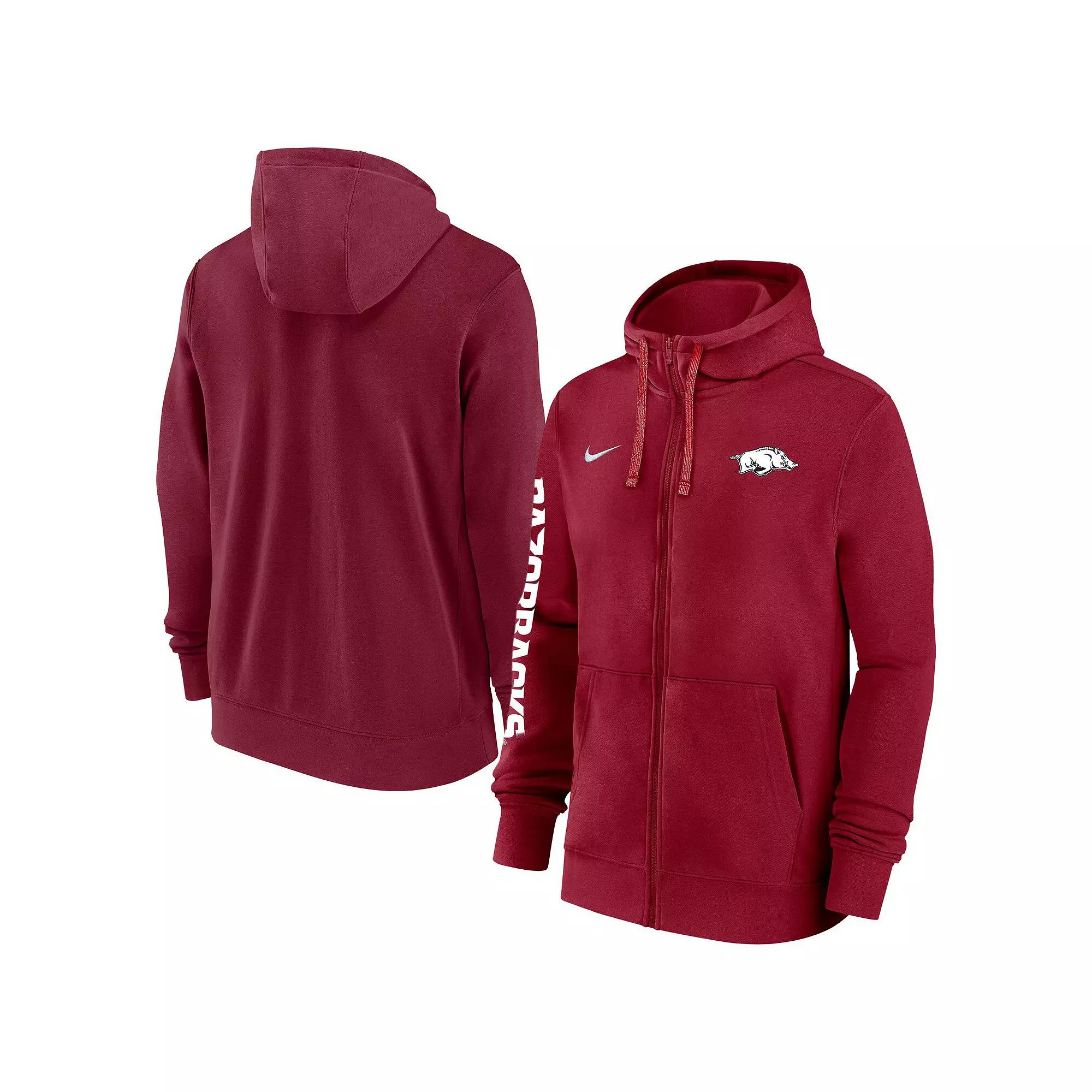 Mens Nike Crimson Arkansas Razorbacks 2024/25 Sideline Club Fleece Pullover Hoodie Product Image
