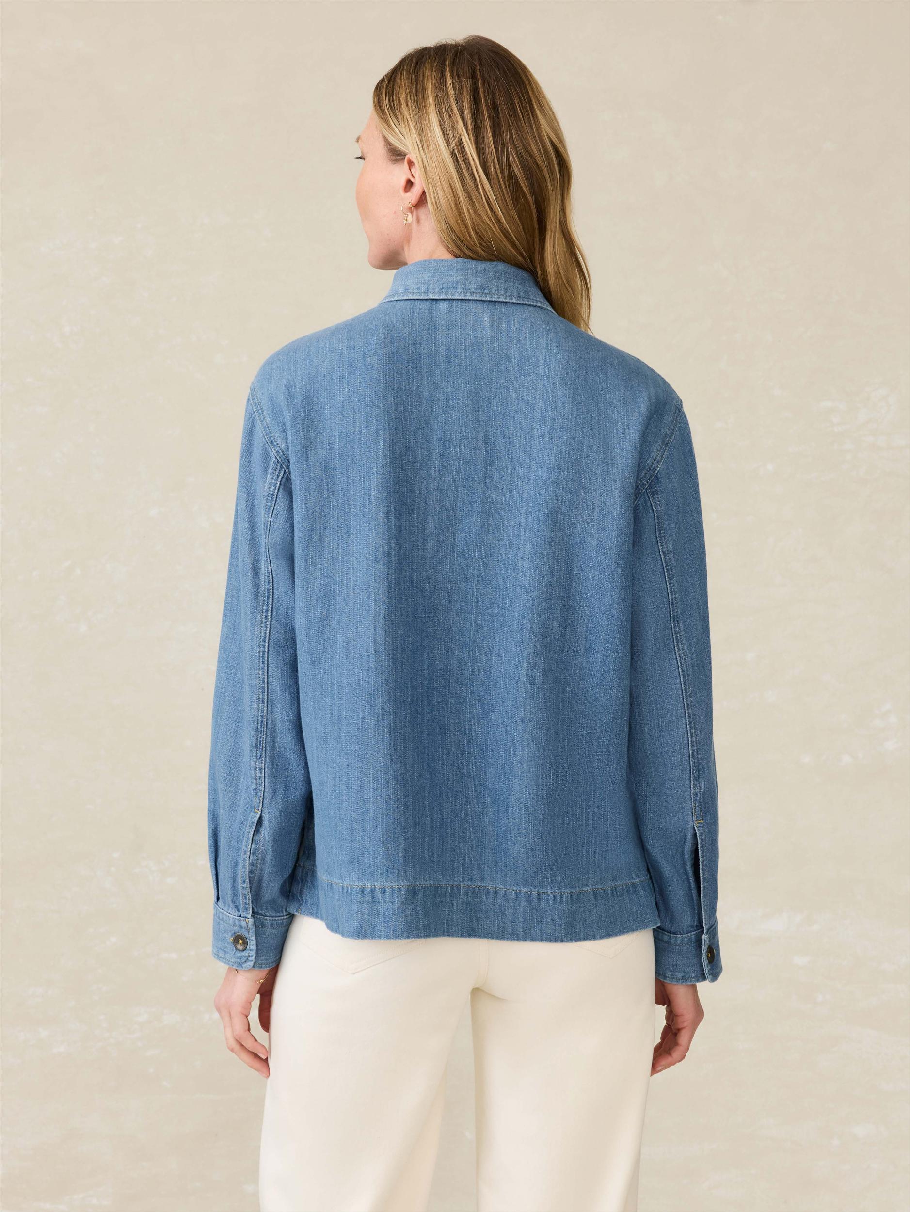 Linen Denim Oceanview Blouse - Coastal Cloud Wash Female Product Image