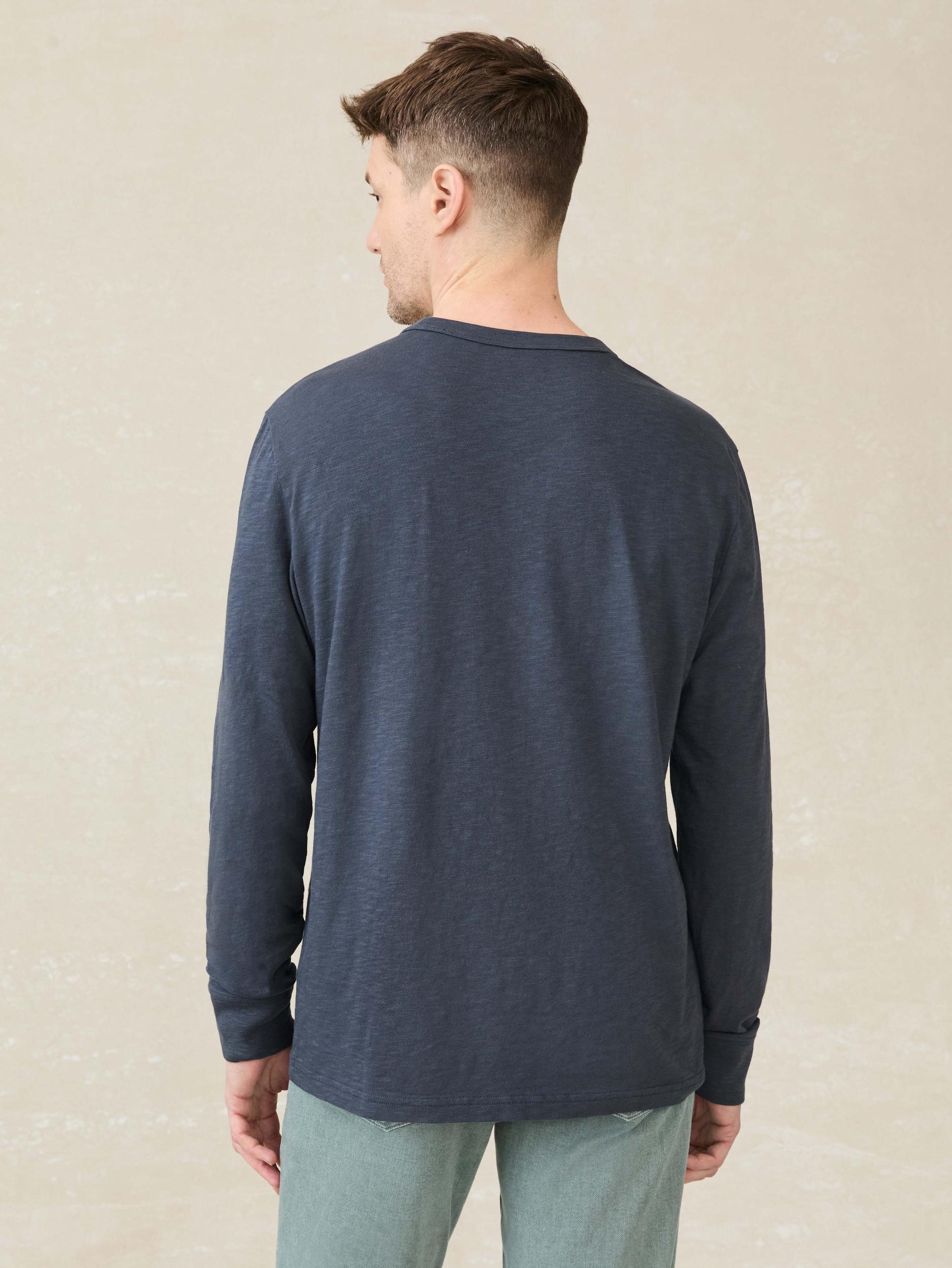 Long-Sleeve Sunwashed Regenerative Cotton Tee - Dune Navy Male Product Image