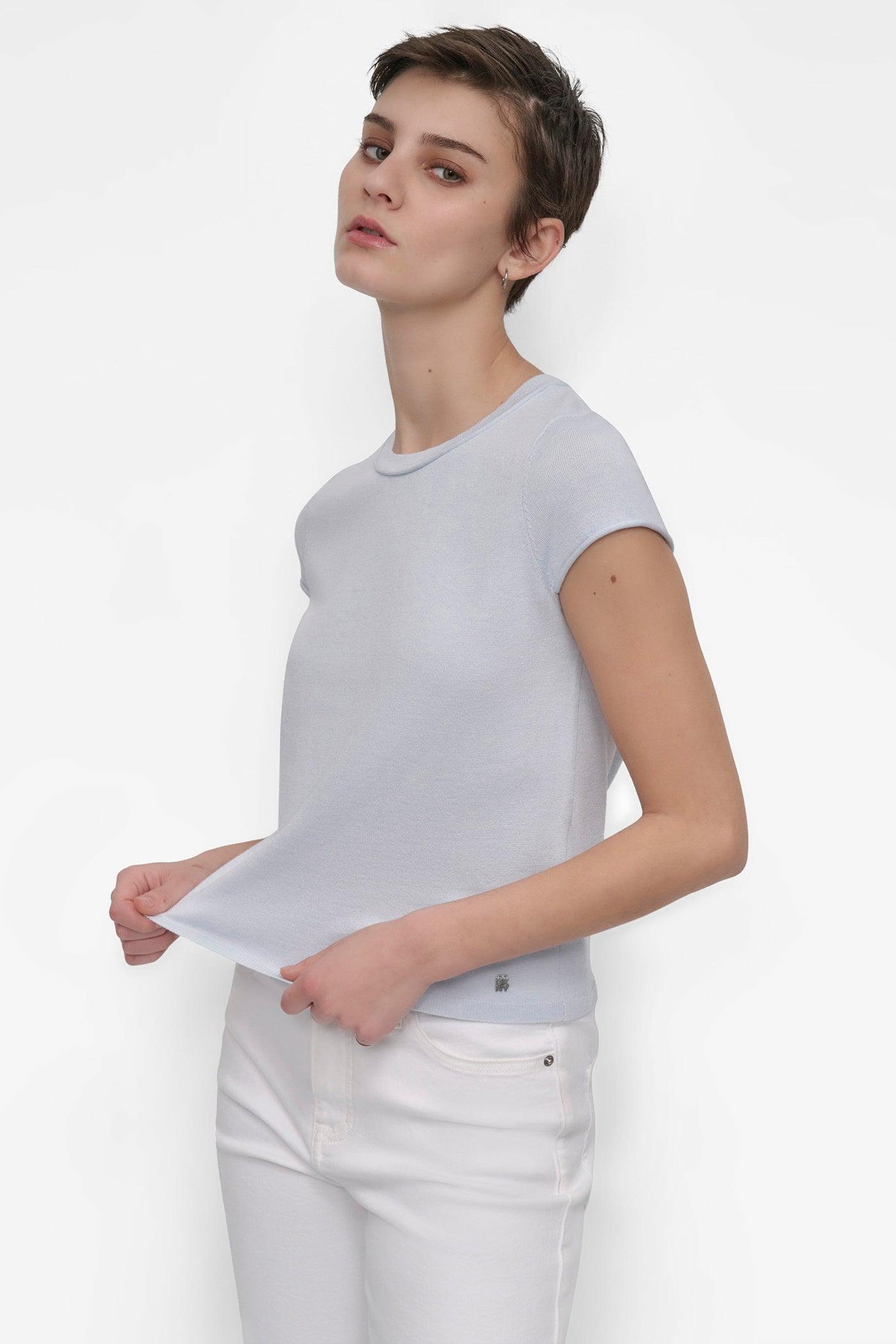 CAP SLEEVE CREW NECK KNIT Product Image