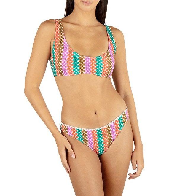 Hurley Stripe Crochet Scrunch Hipster Swim Bottom Product Image