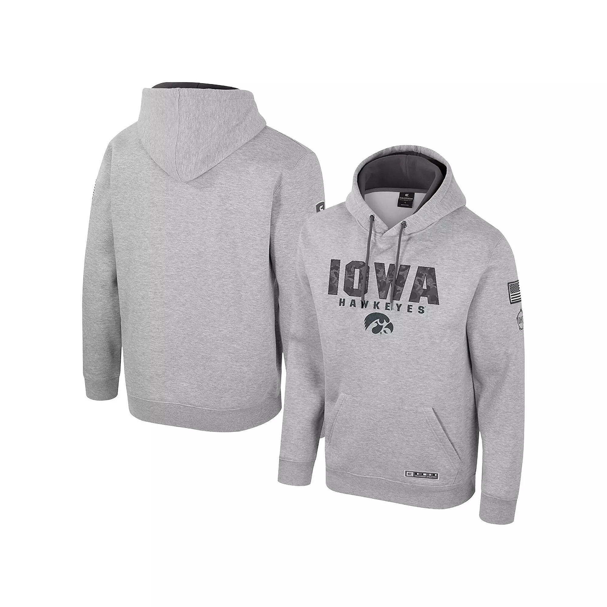 Men's Colosseum Heather Gray Iowa Hawkeyes Oorah OHT Military Appreciation Pullover Hoodie, Size: XL, Grey Product Image