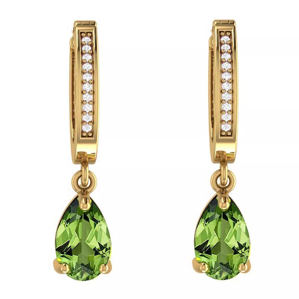10k Gold Peridot & Diamond Accent Dangle Earrings, Women's Product Image