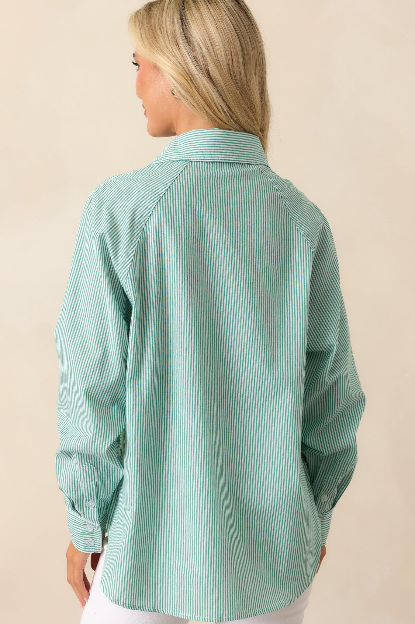 Sutton Grass Green Stripe Cotton Top Product Image