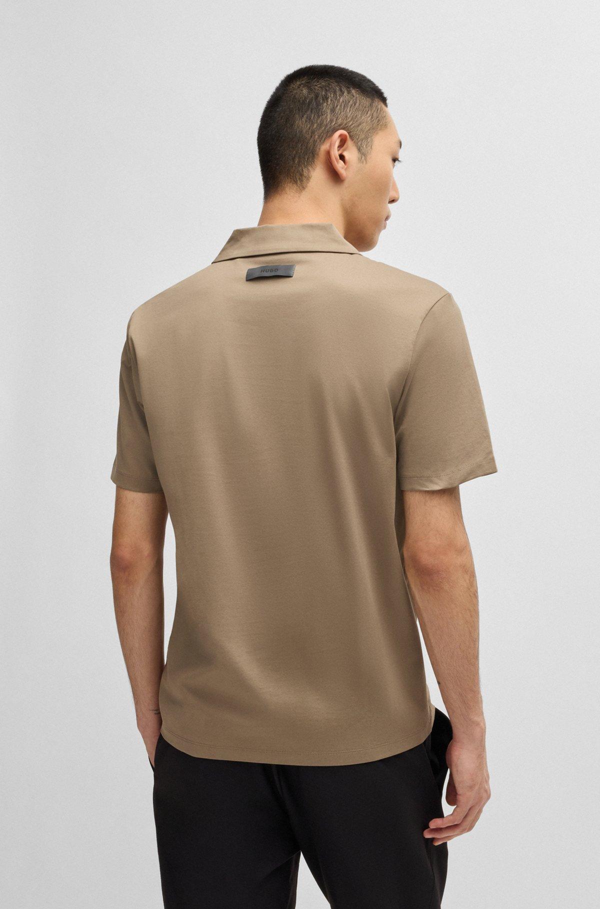 Mercerized slim-fit polo shirt with Johnny collar Product Image