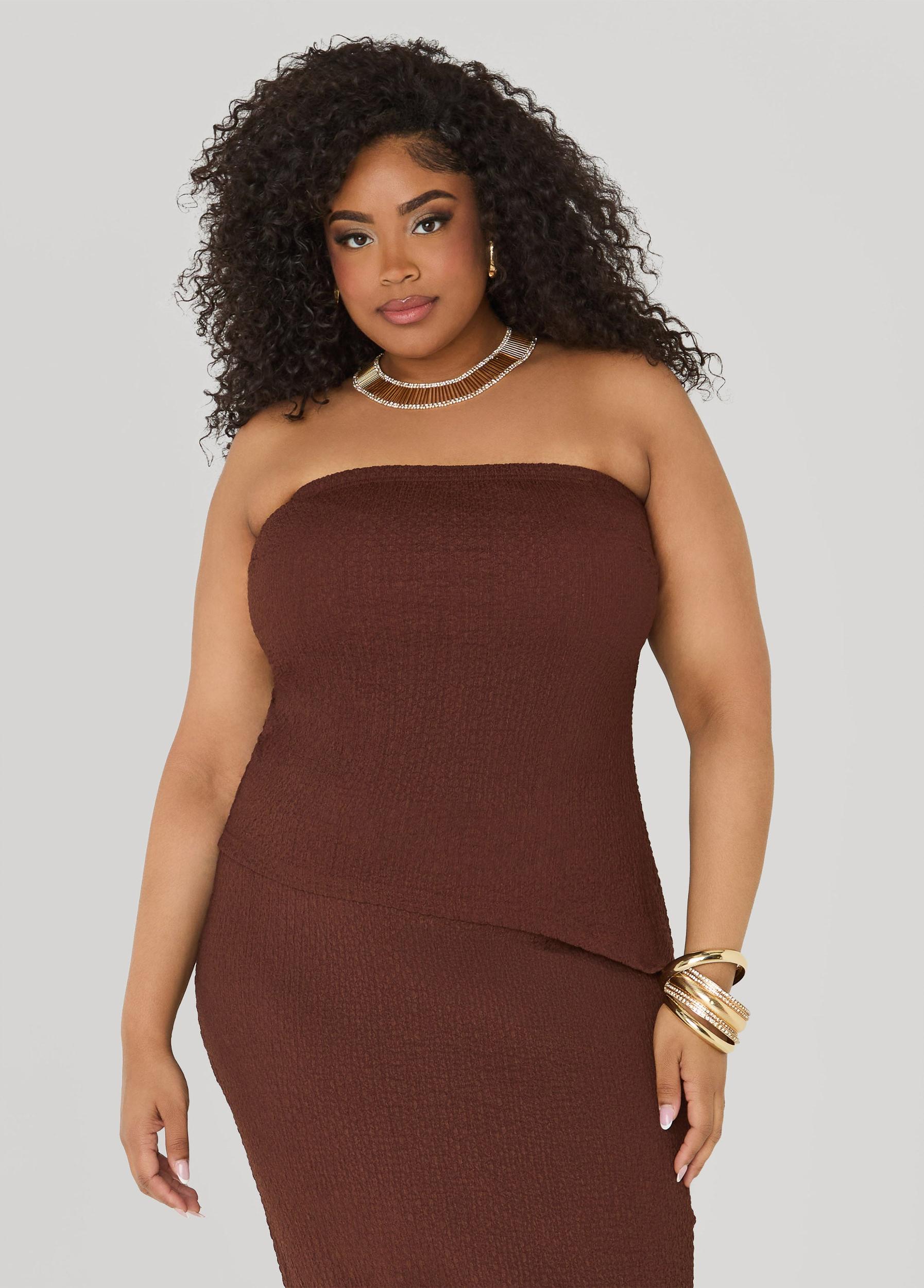 Textured Asymmetric Tube Top Product Image