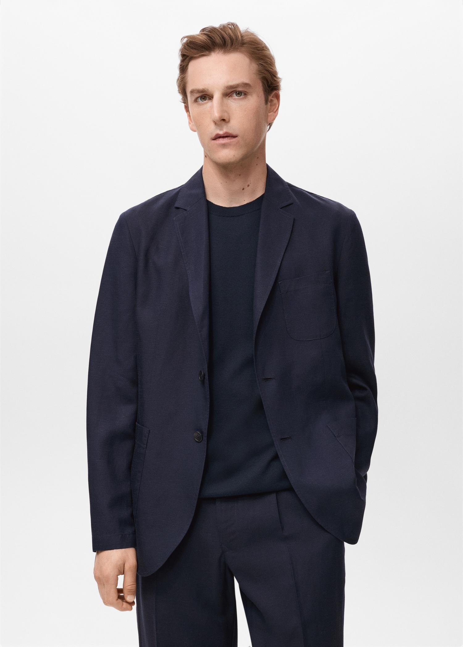 Slim fit linen suit blazer - Men | MANGO USA Product Image