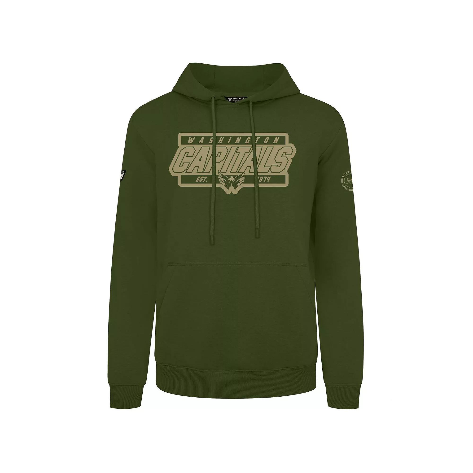 Men's Levelwear Olive Washington Capitals Podium Pullover Hoodie,  Product Image