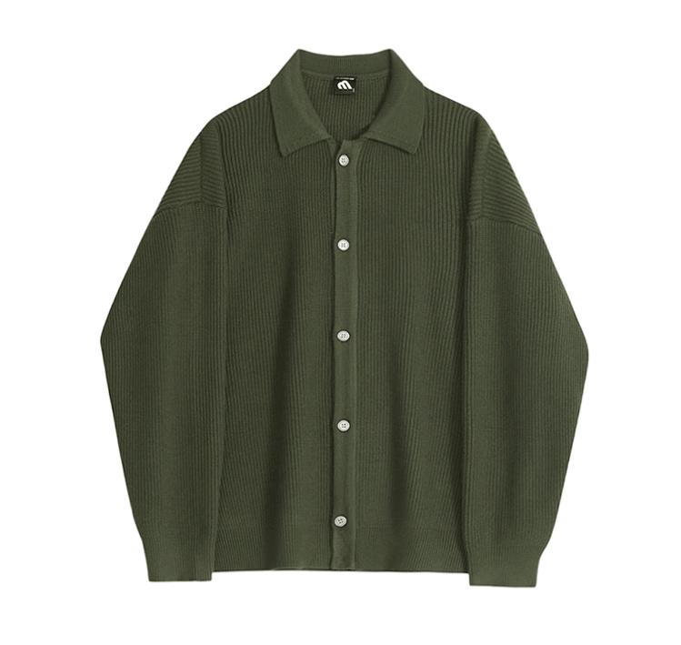 RT No. 11524 GREEN KNIT BUTTON-UP SWEATER Product Image