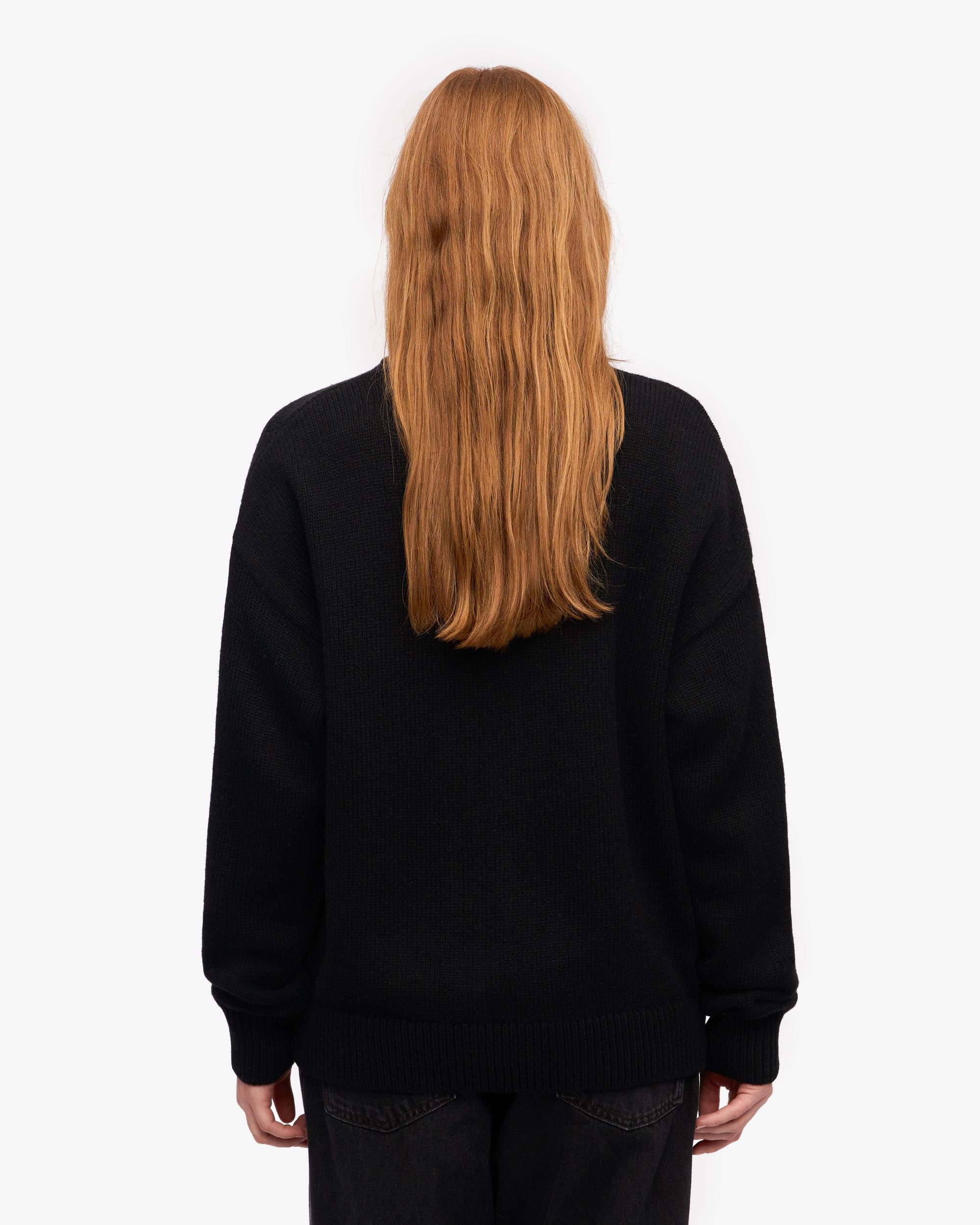 Oversized Merino Wool Crew - Navy Blue Product Image