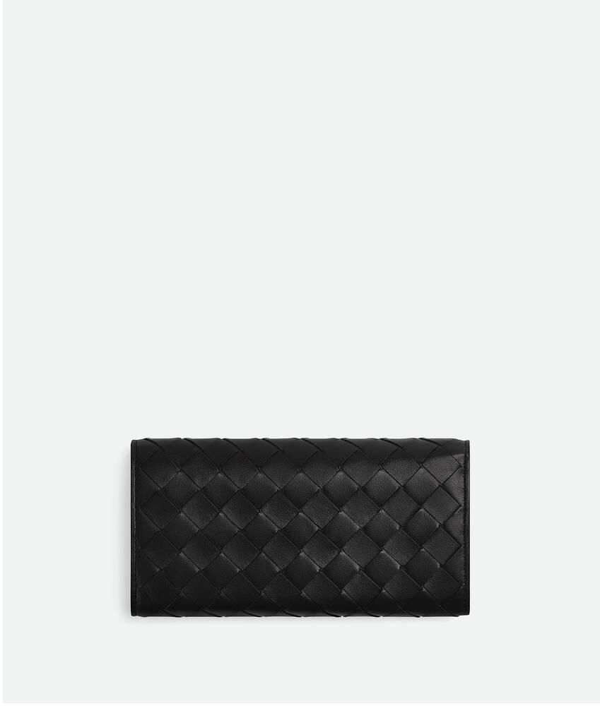 Women's Intrecciato Large Flap Wallet in Black Product Image