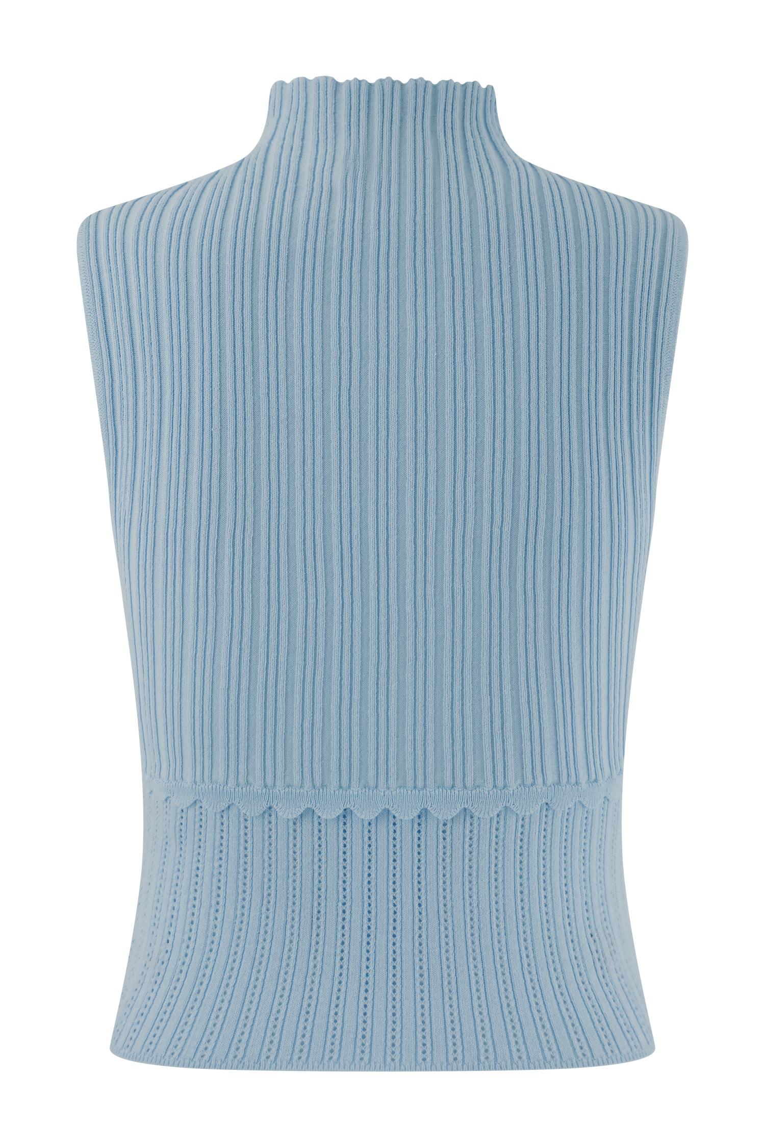 Indy Pointelle Knit Top - Cornflower Blue Product Image