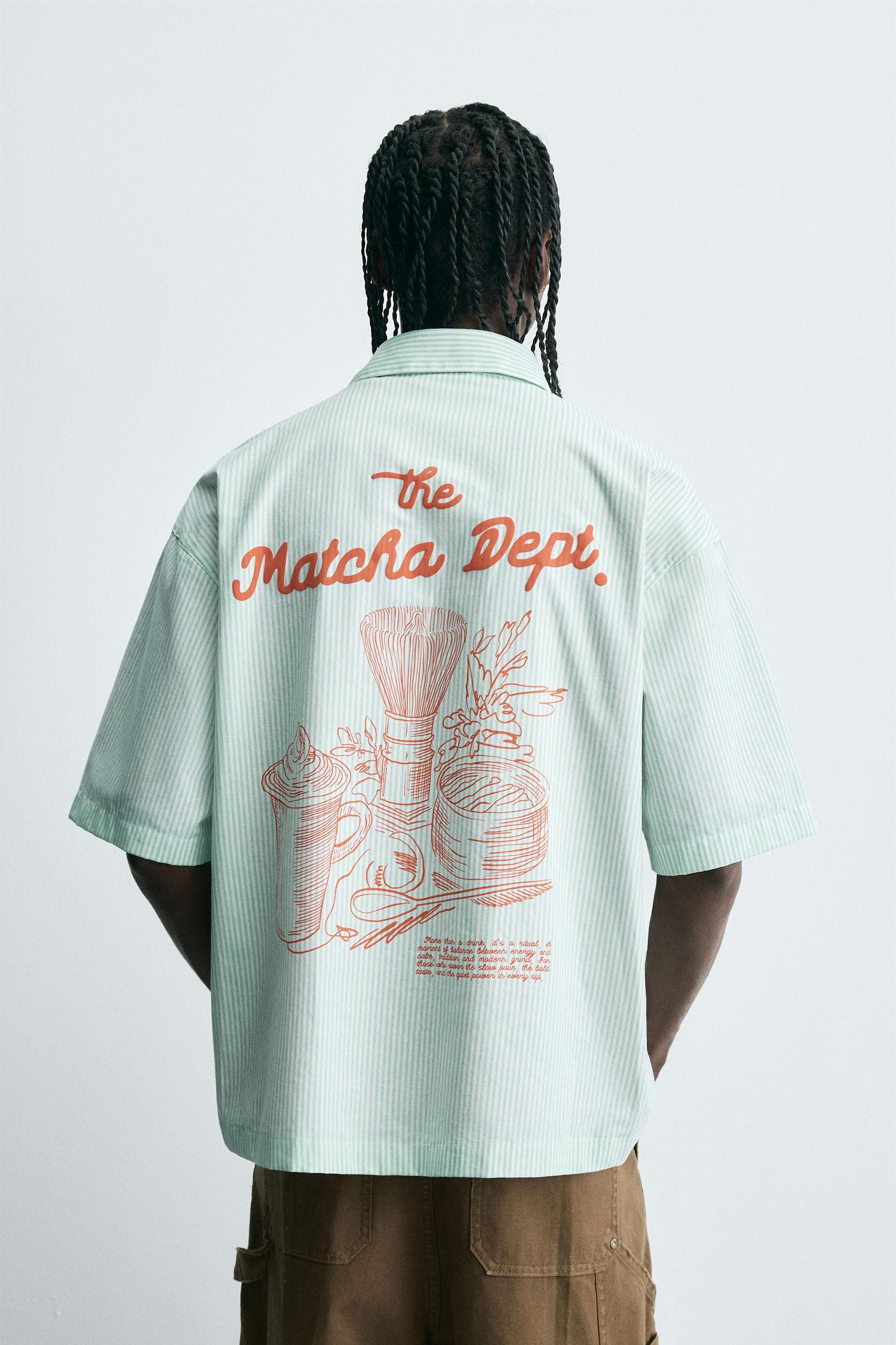 COMBINATION TEXT STRIPED SHIRT Product Image