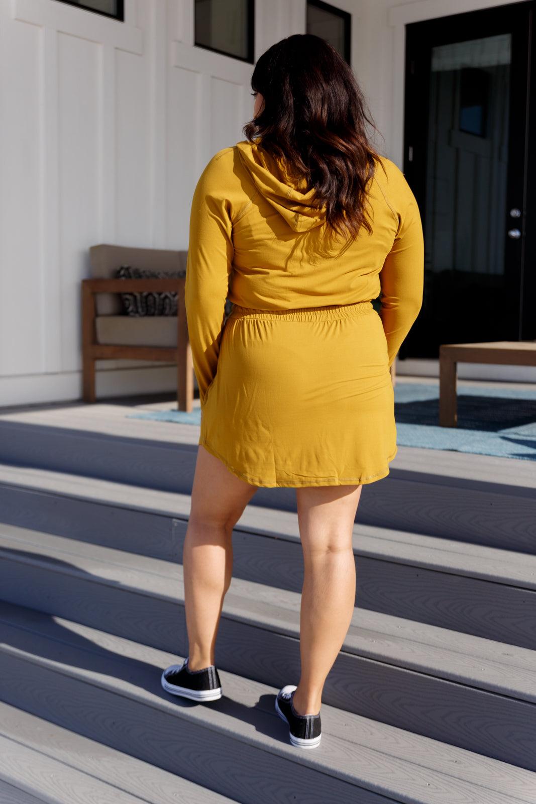 Getting Out Long Sleeve Hoodie Romper Gold Spice Product Image