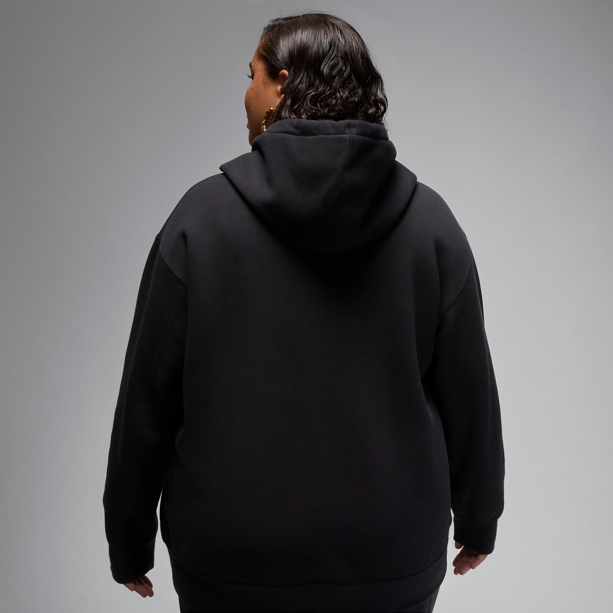 Womens Jordan Flight Fleece Satin-Lined Pullover Hoodie (Plus Size) | FV7052-010 Product Image