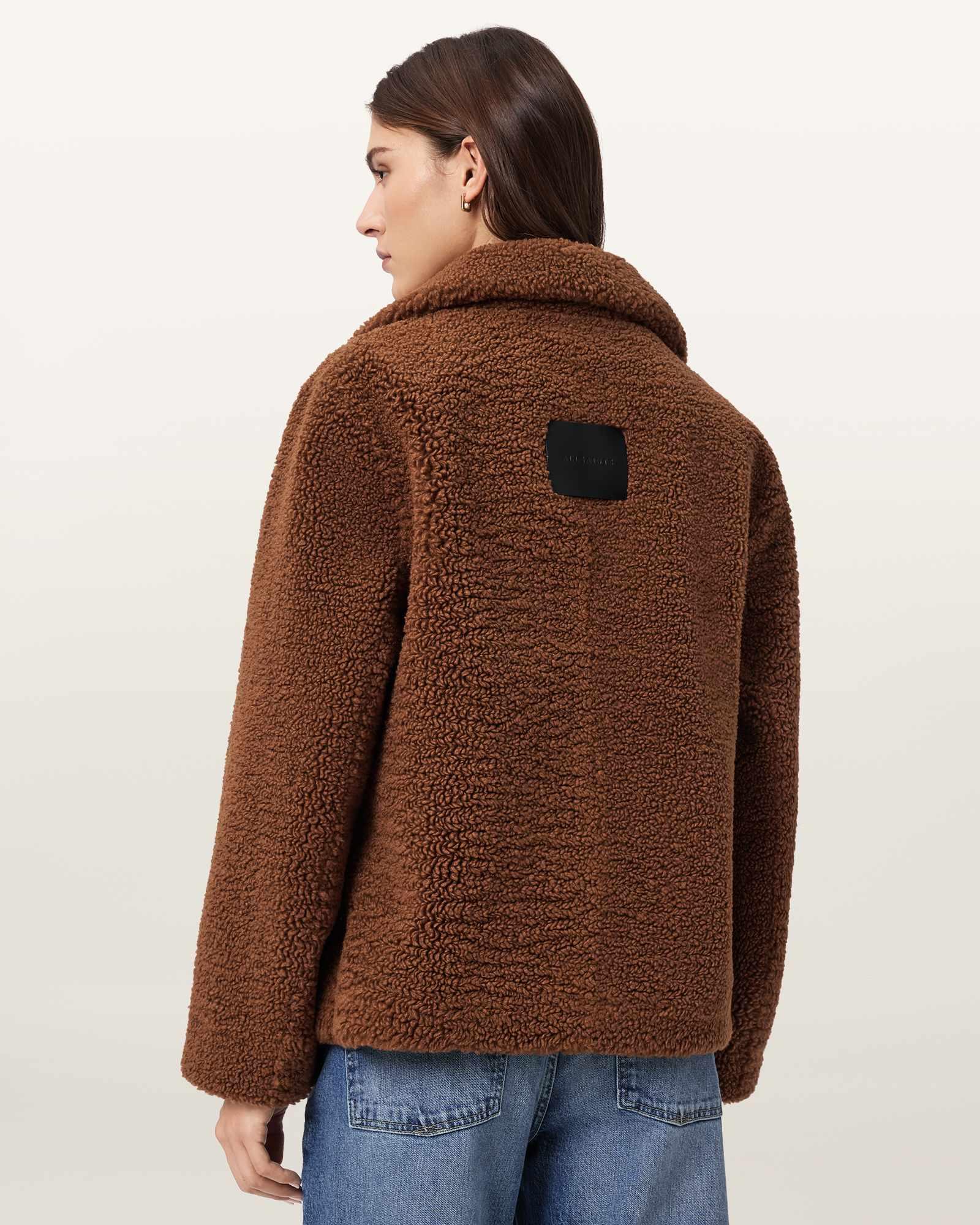 Eddie Faux Teddy Jacket COGNAC BROWN | ALLSAINTS US Product Image