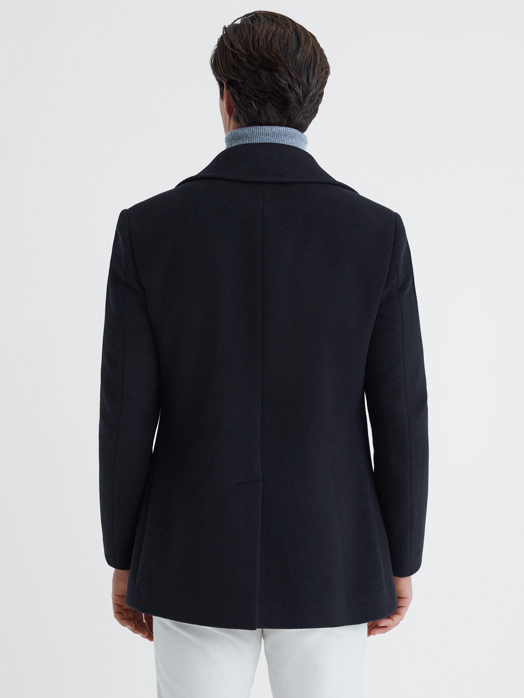 Wool Blend Double Breasted Peacoat in Light Navy Product Image