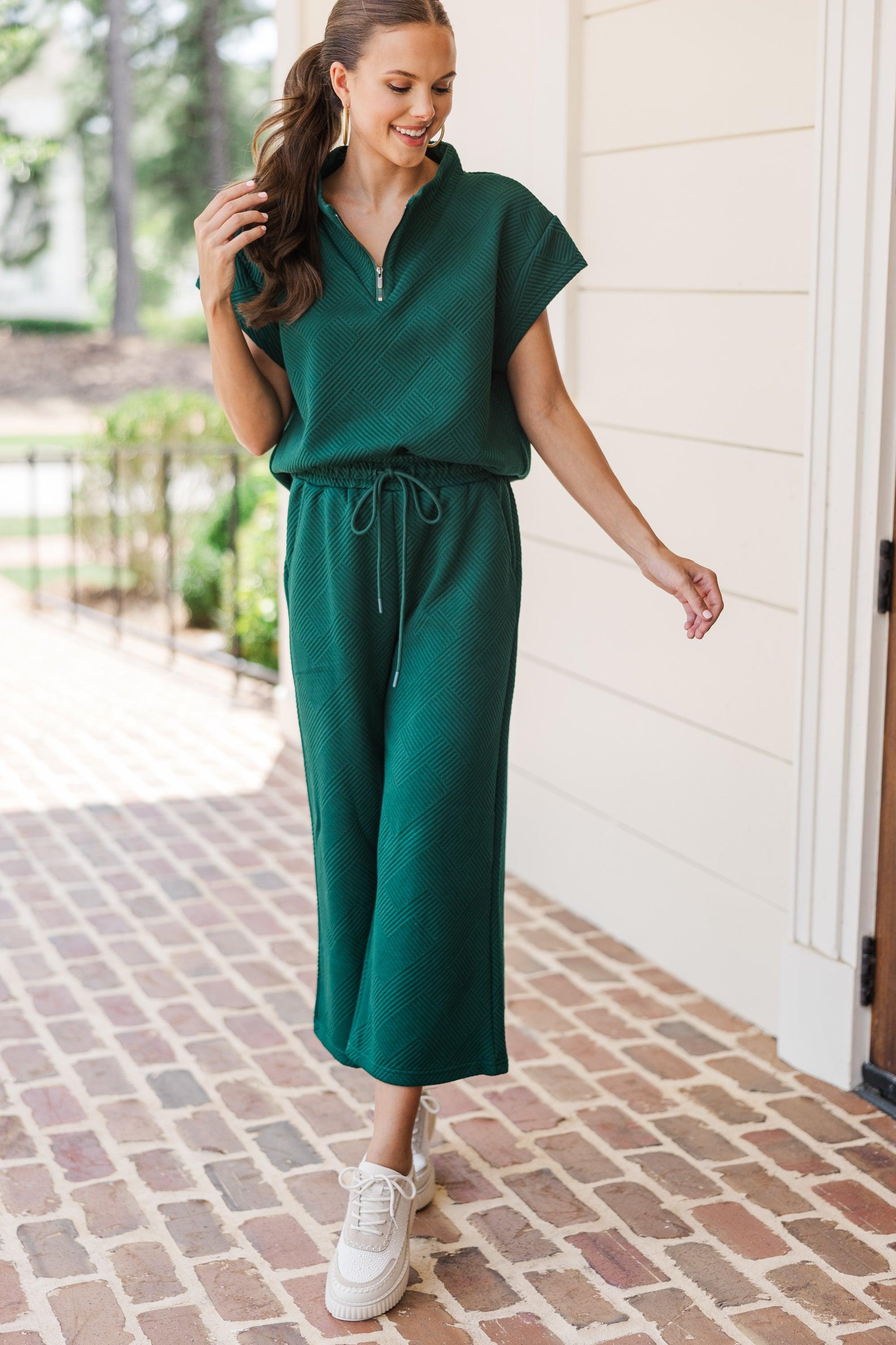 Feeling The Love Forest Green Textured Top Female Product Image