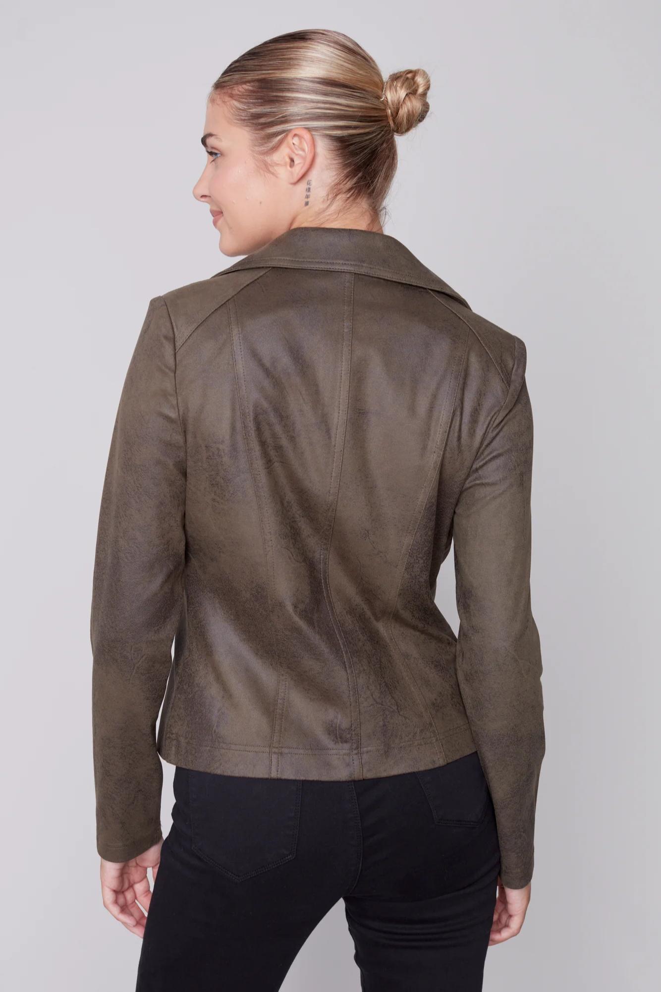 Vintage Faux Leather Perfecto Jacket Orchid Product Image