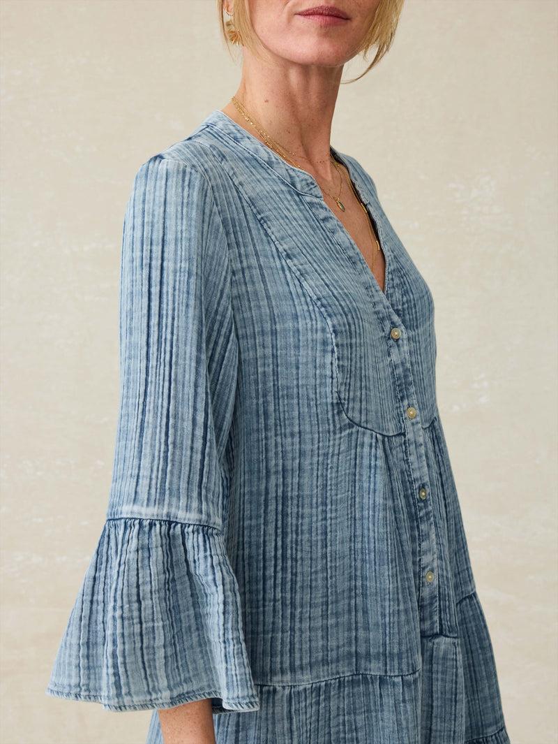 Dune Cotton Gauze Kasey Dress - Light Indigo Wash Product Image