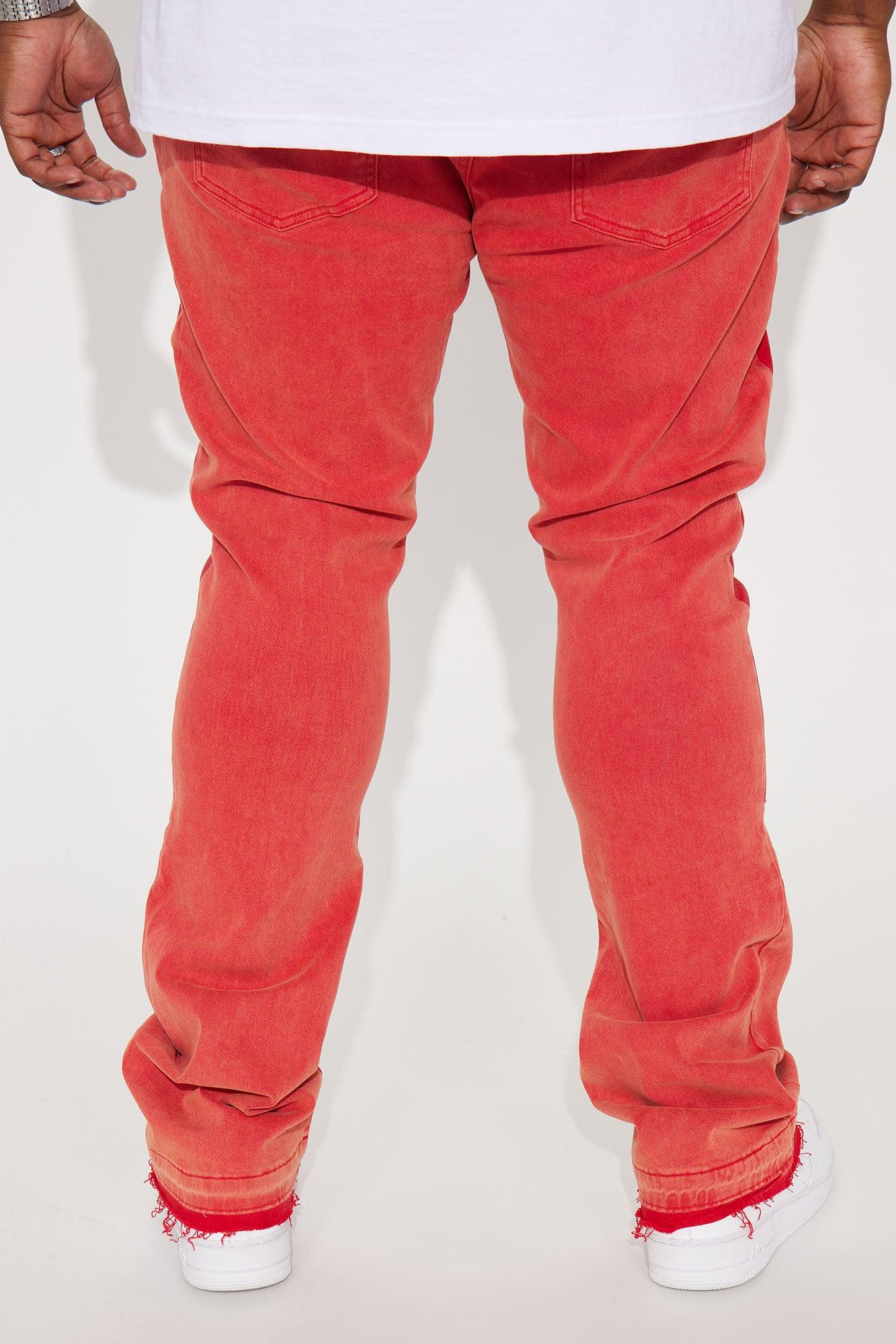 Count On It Stacked Skinny Flare Jeans - Red Product Image