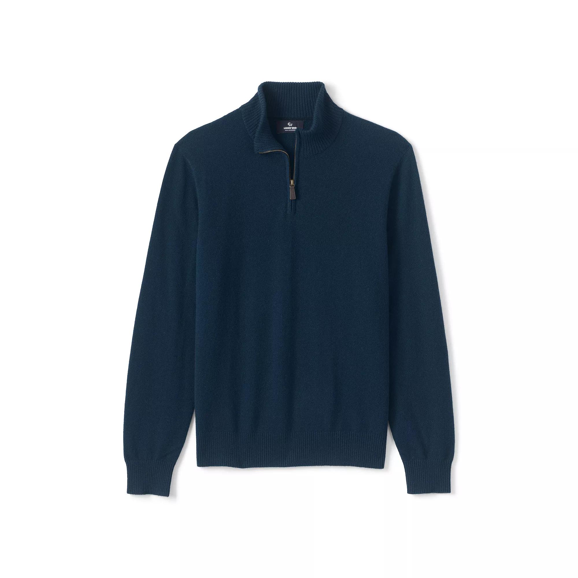 Men's Lands' End Cashmere Quarter-Zip Sweater,  Product Image