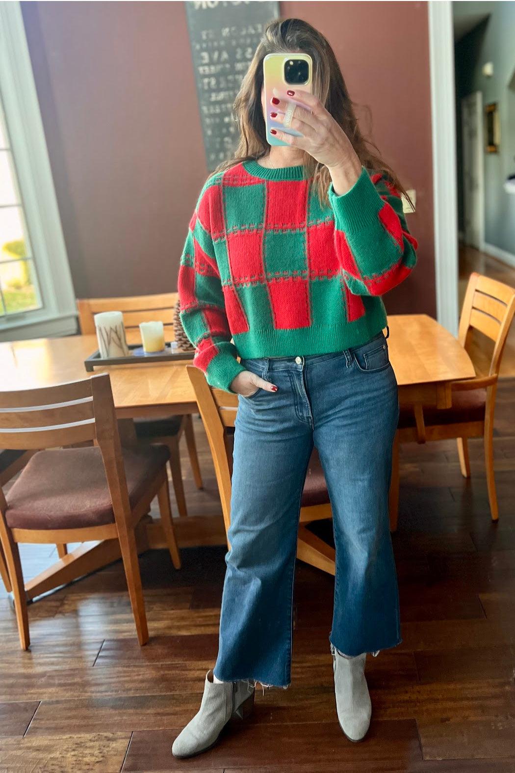 Colorblock Cropped Sweater Product Image