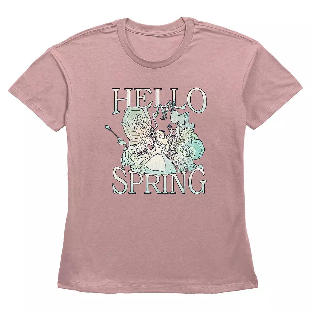 Disney's Alice In Wonderland Hello Spring Women's Graphic Tee, Size: XS, Desert Pink Product Image